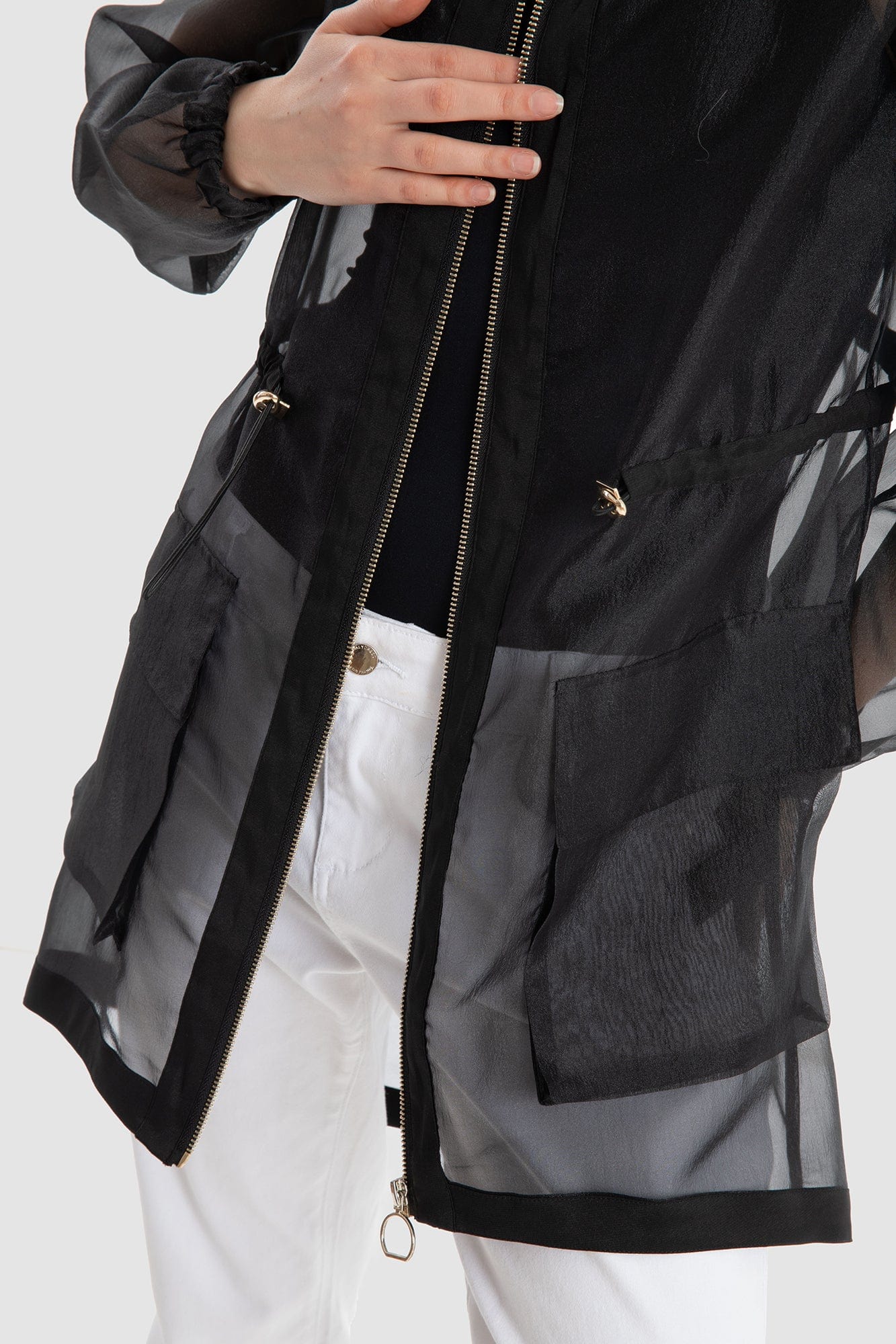 داليدرس جاكيت شفاف طويل كم طويل نسائي