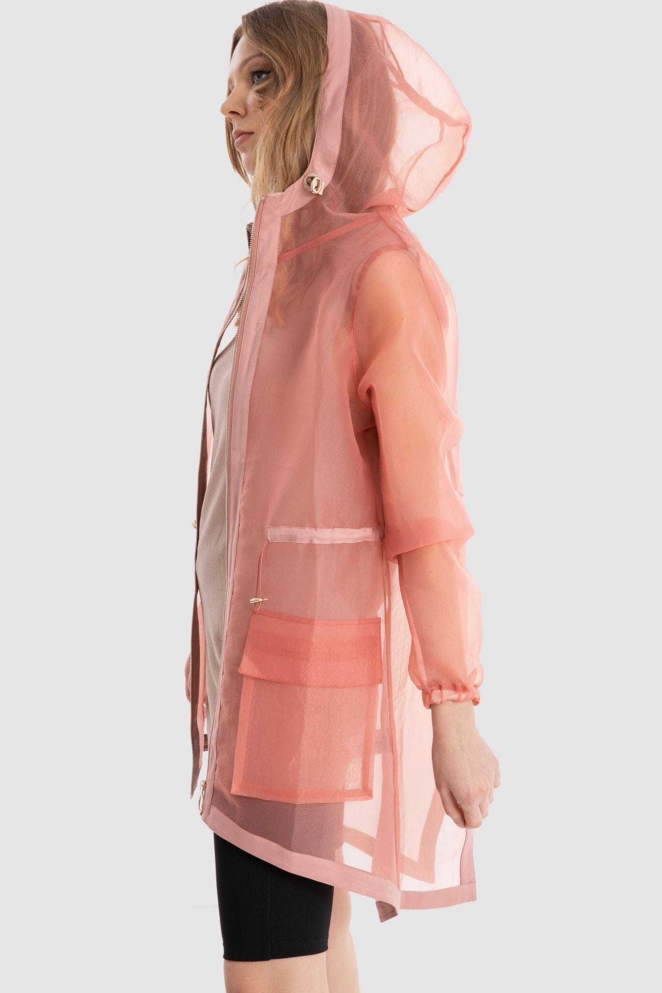 داليدرس جاكيت شفاف طويل كم طويل نسائي