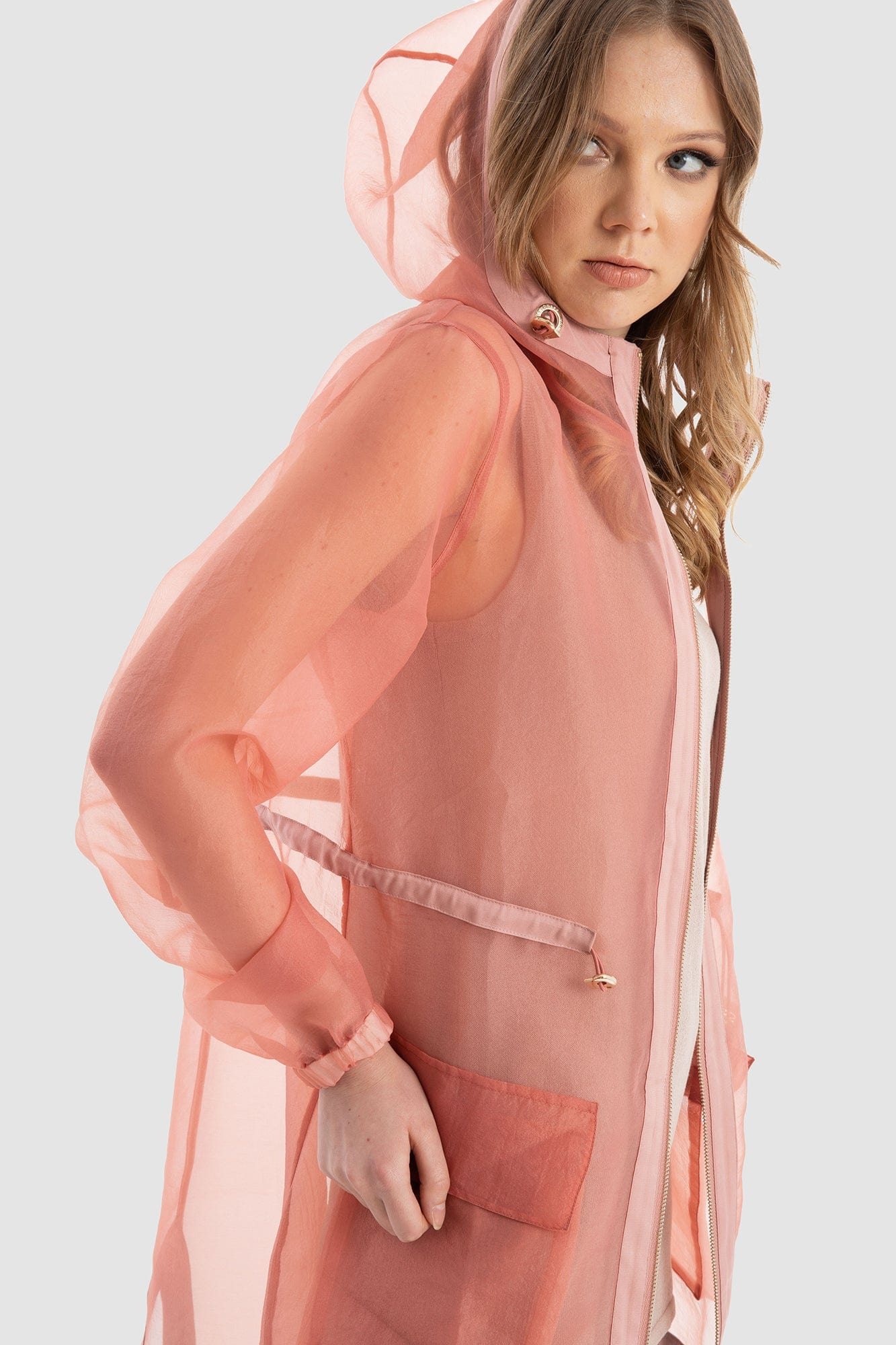 داليدرس جاكيت شفاف طويل كم طويل نسائي