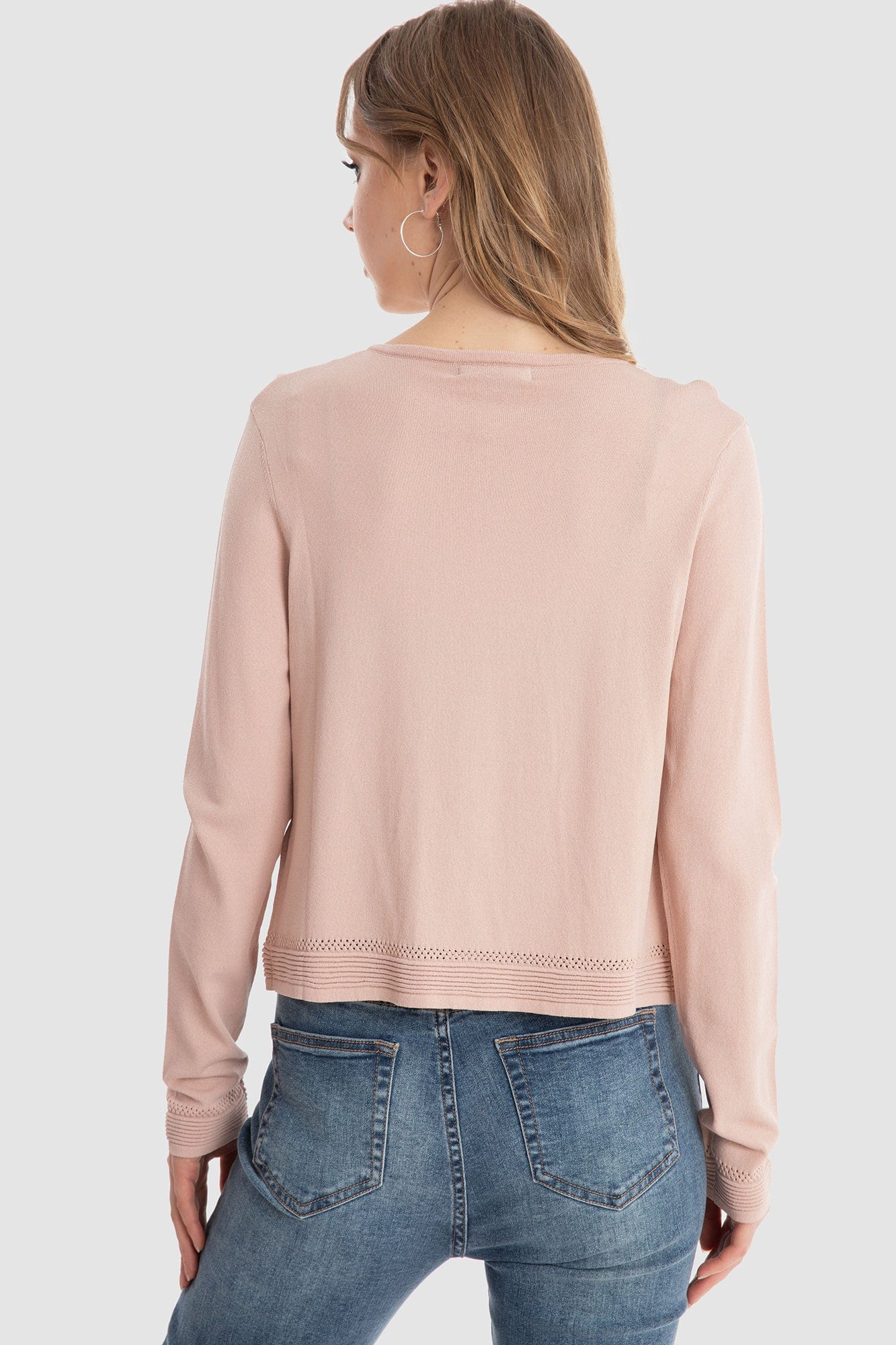 داليدرس كارديجان قصير مفتوح بزرار أمامي نسائي وردي فاتح