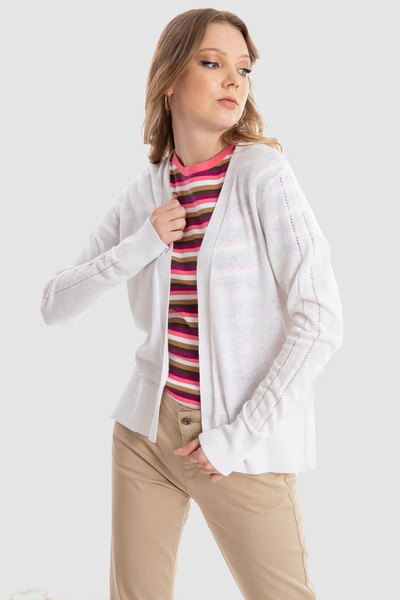 داليدرس كارديجان قصير سادة كم طويل نسائي