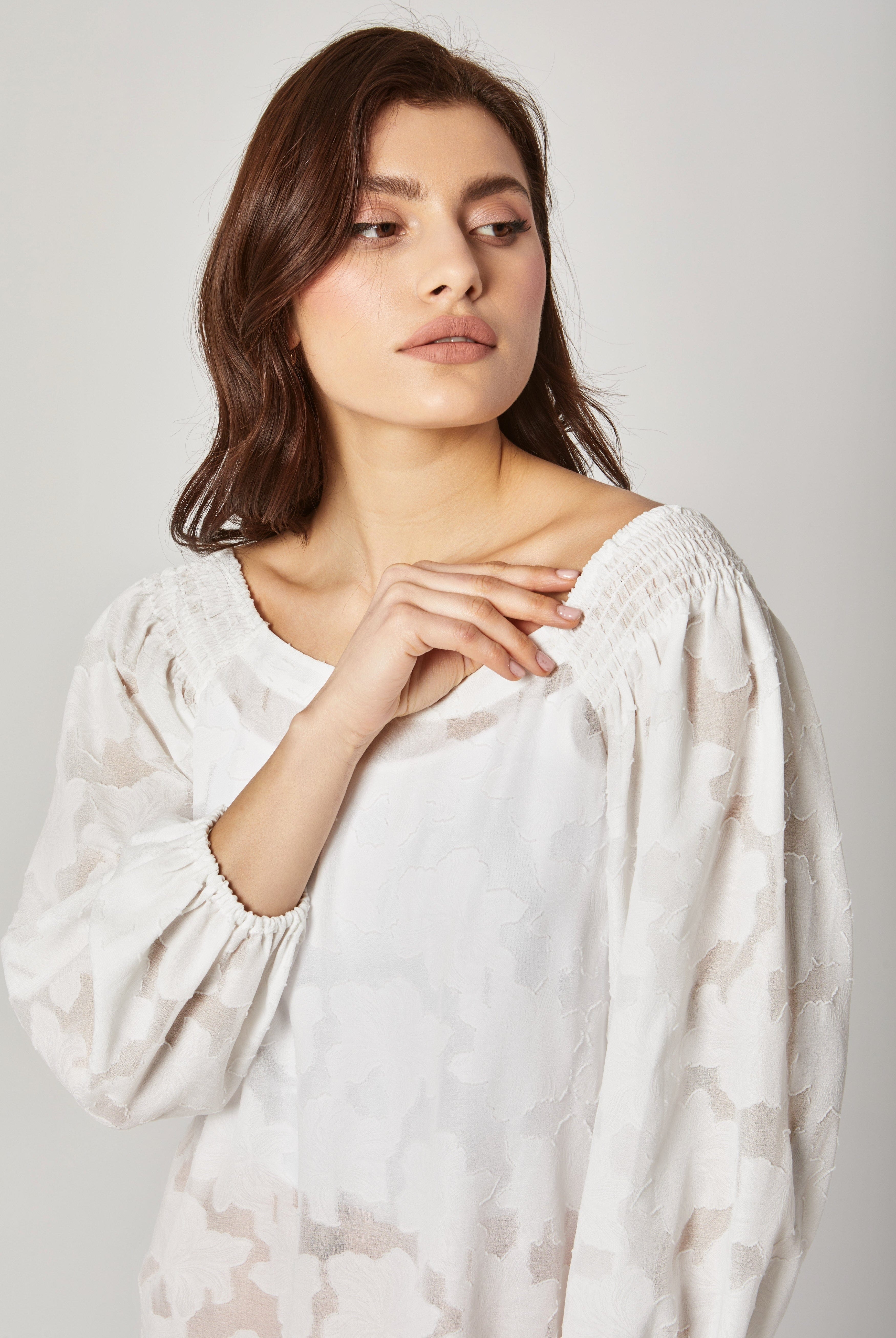 داليدرس بلوزة أوف شولدر واسعة كم طويل واسع نسائي