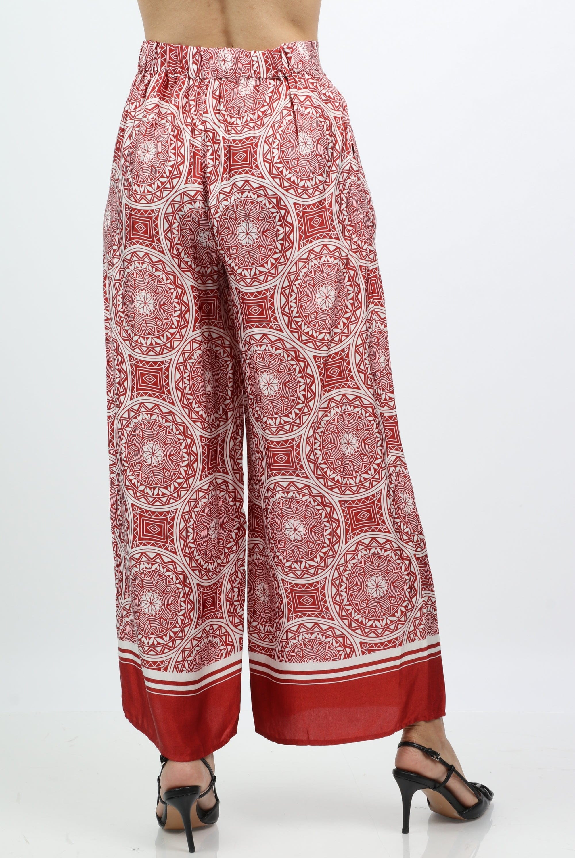 داليدرس بنطلون واسع بنمط طويل أحمر برتقالي