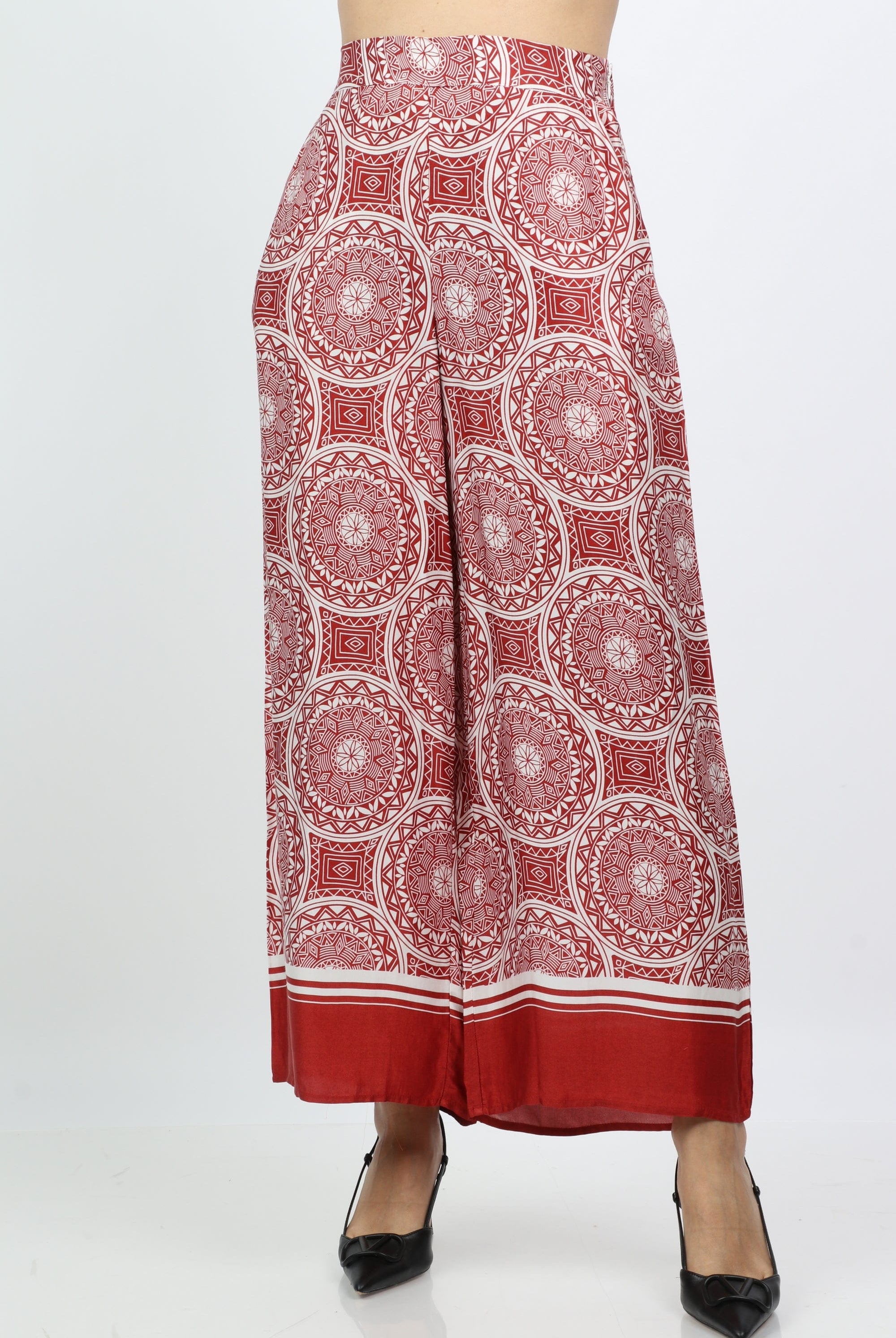 داليدرس بنطلون واسع بنمط طويل أحمر برتقالي