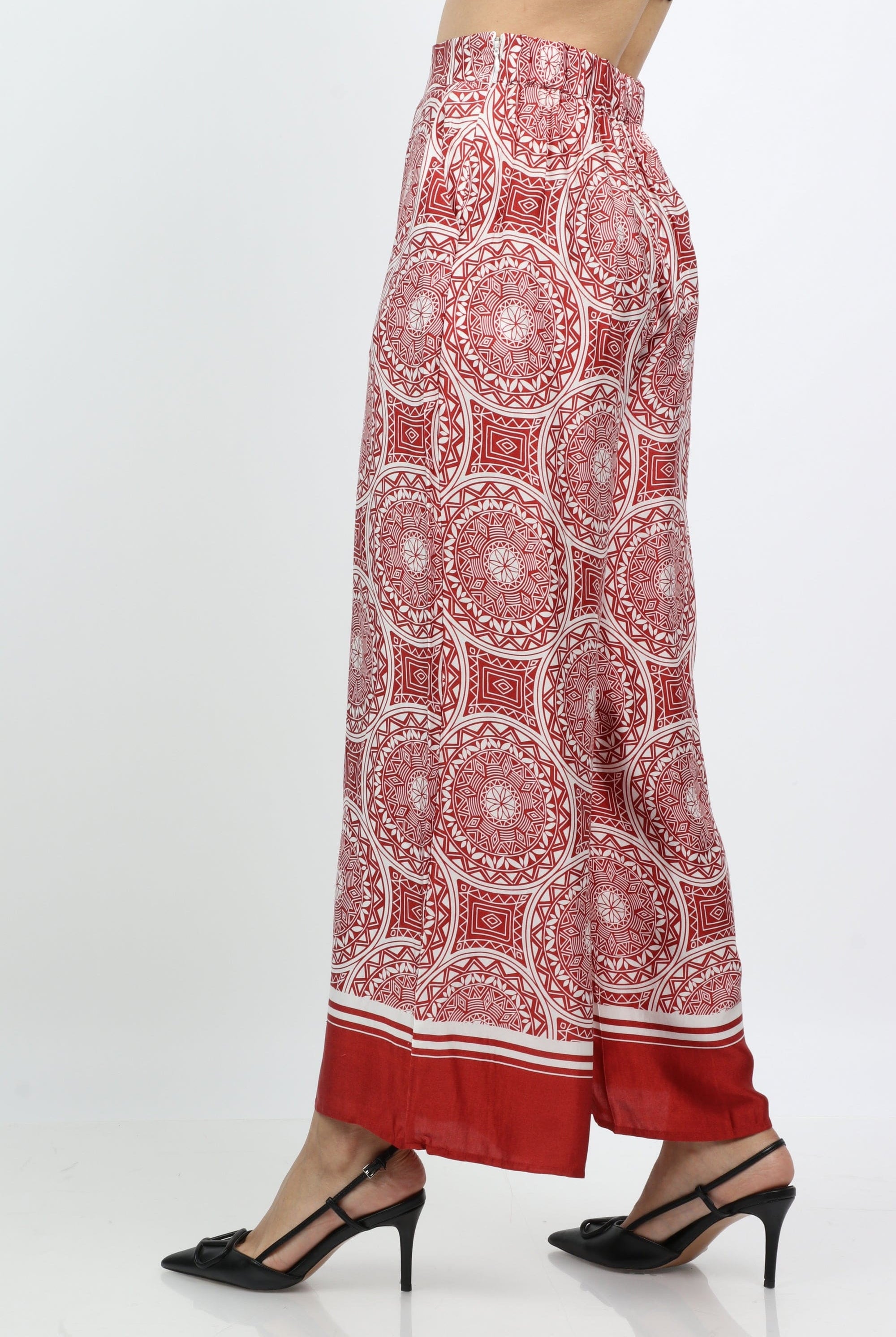 داليدرس بنطلون واسع بنمط طويل أحمر برتقالي