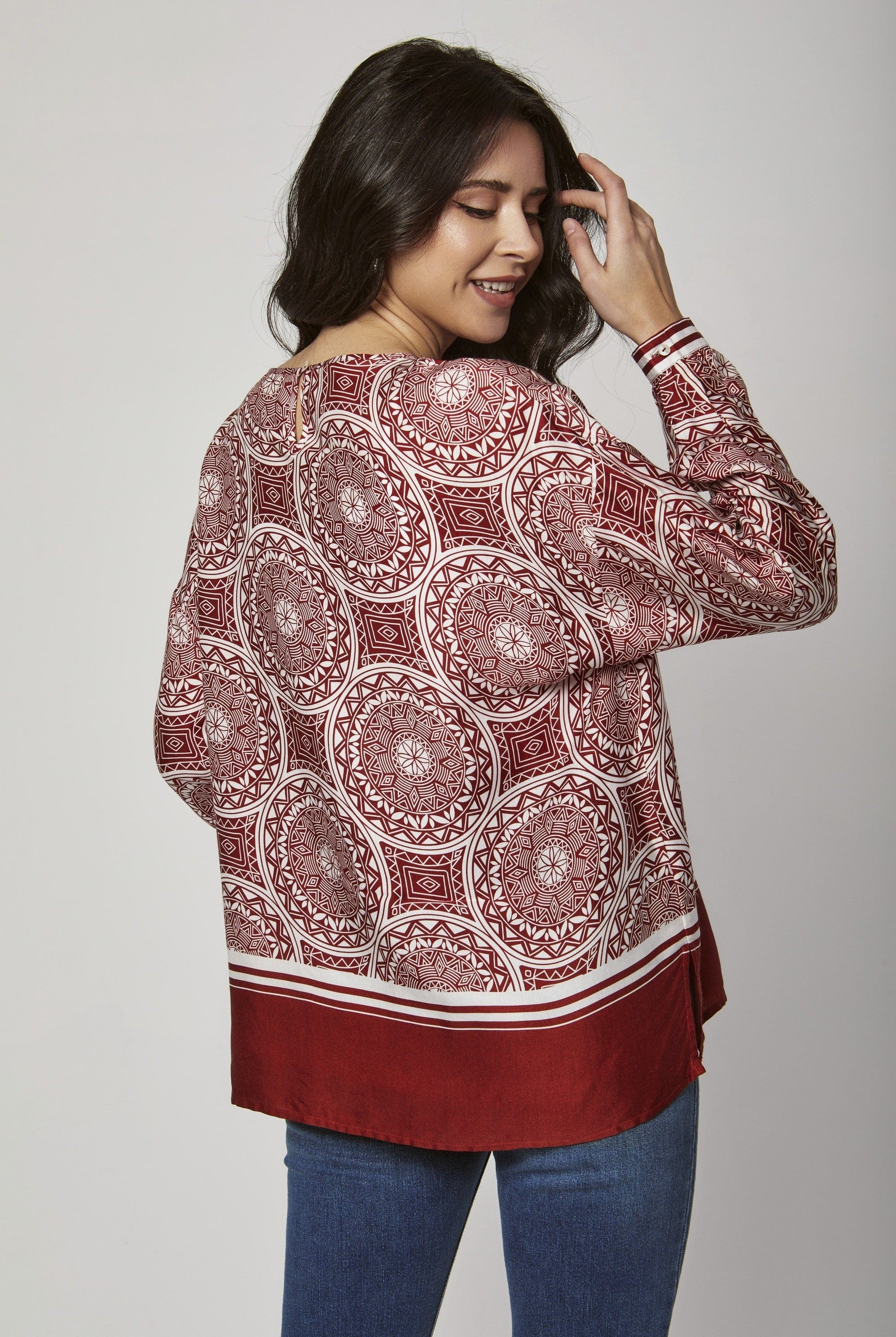 داليدرس كارديجان منقوش واسع بكم طويل نسائي أحمر برتقالي