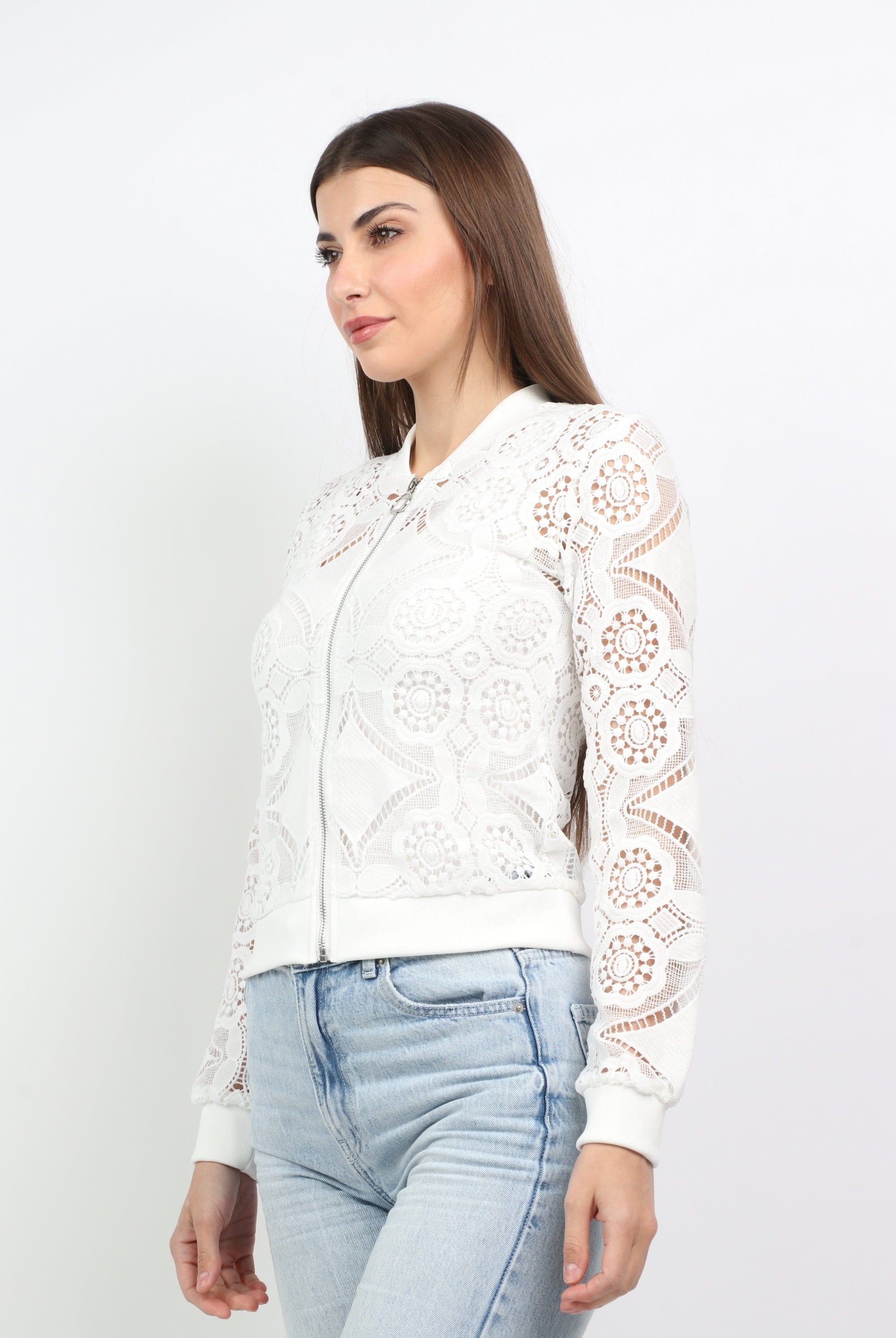 داليدرس جاكيت قصير بسحاب مخرم كم طويل نسائي رملي