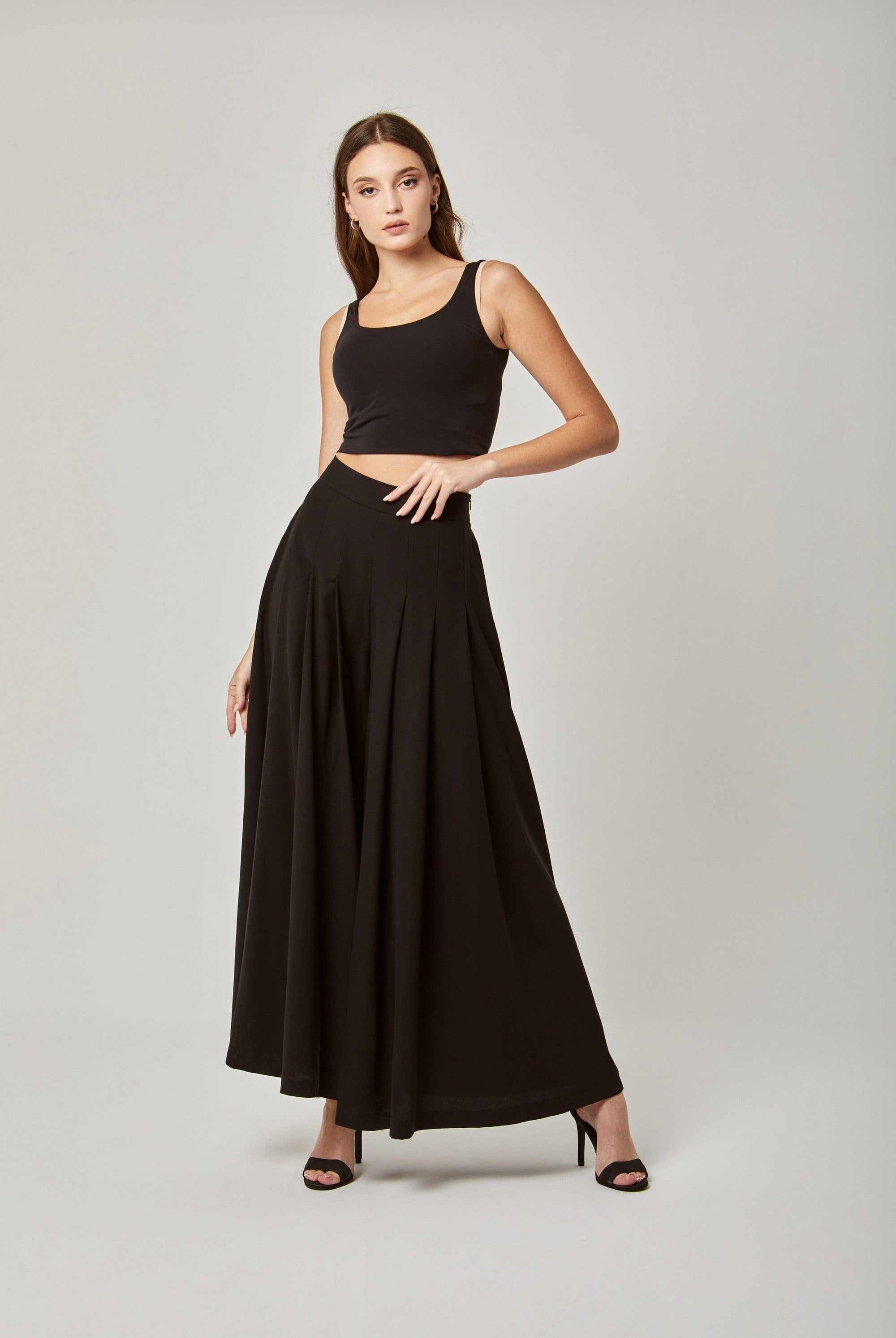 داليدرس بنطلون خصر مرتفع واسع بكسرات طويل نسائي