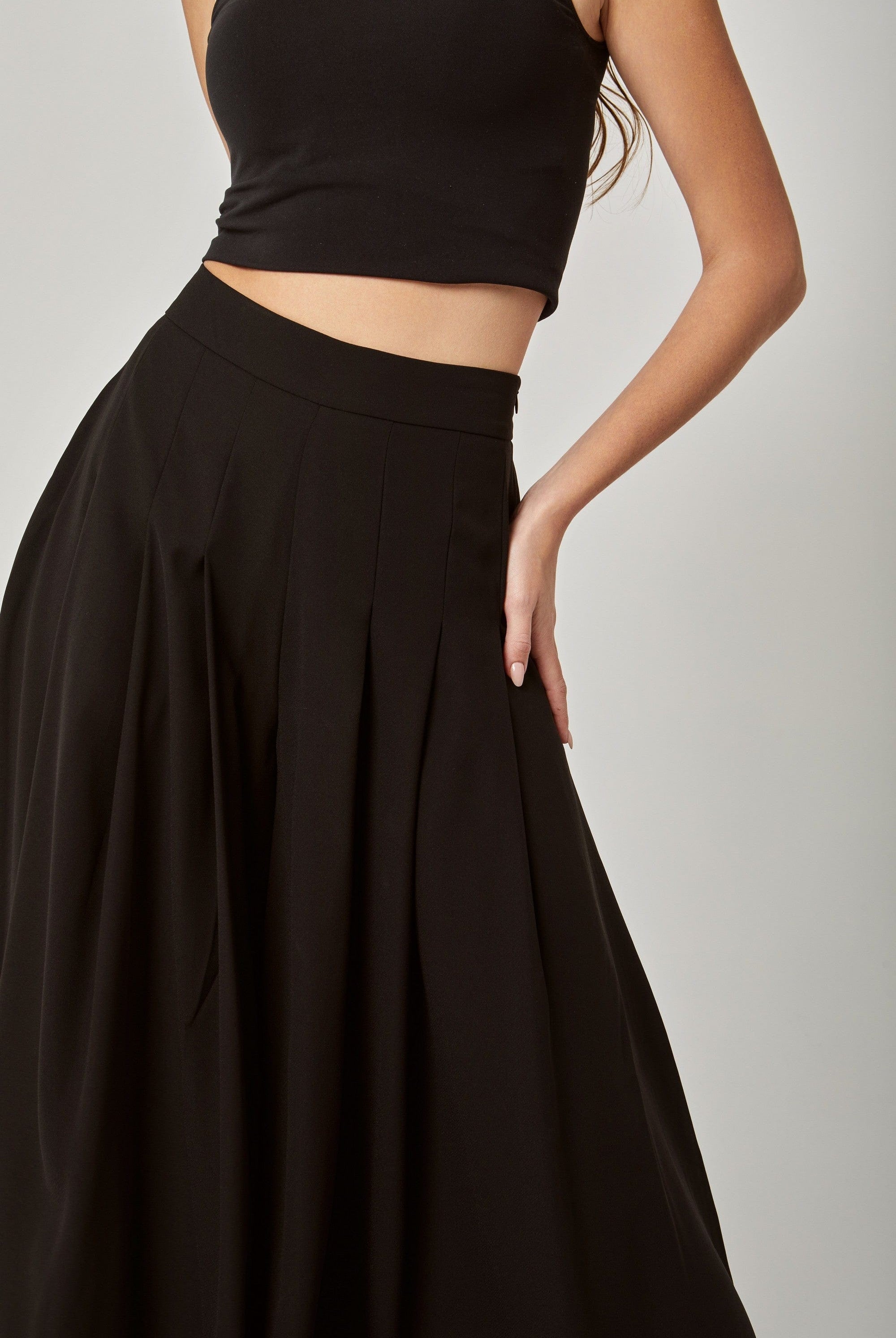 داليدرس بنطلون خصر مرتفع واسع بكسرات طويل نسائي