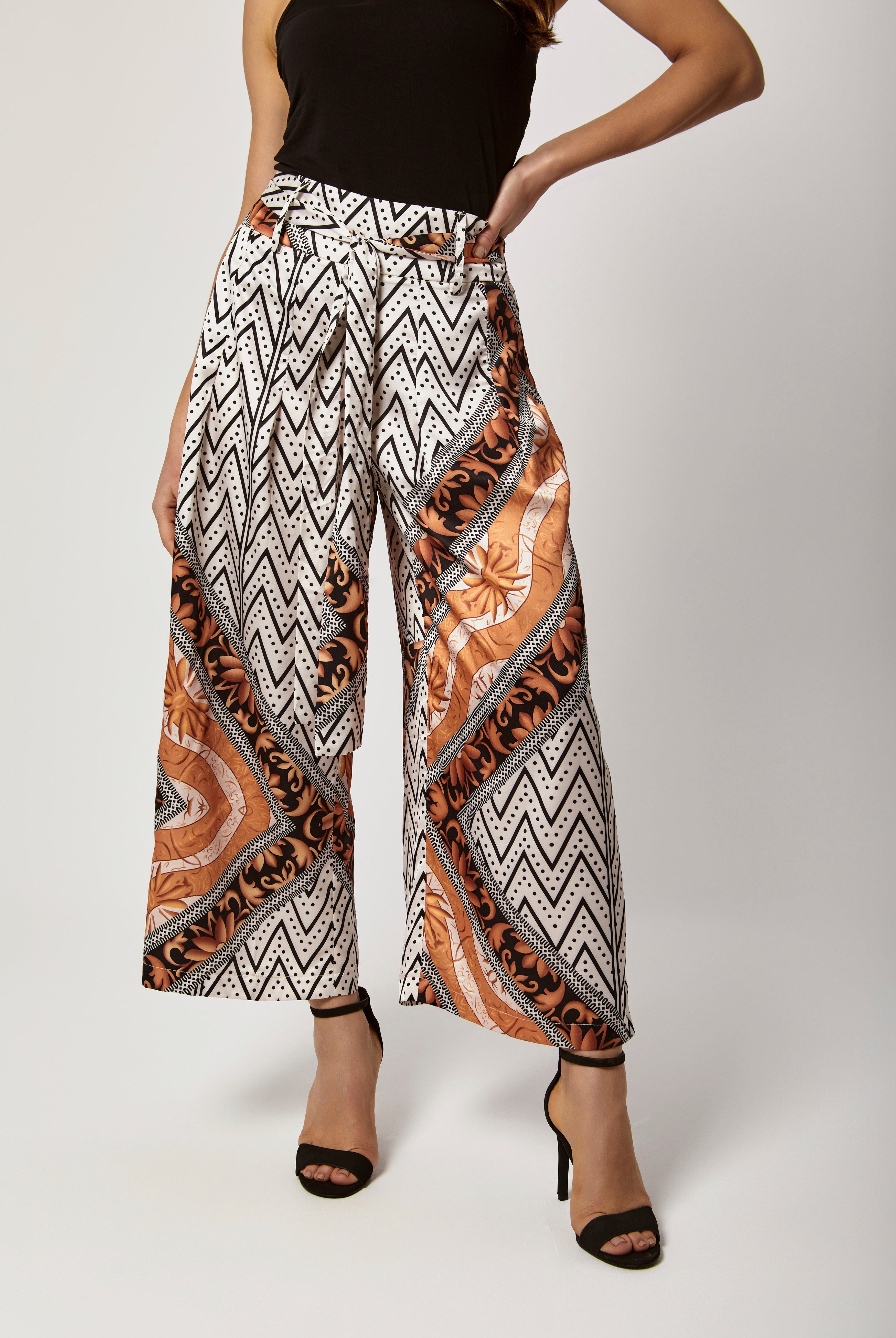 داليدرس بنطلون منقوش واسه بربطة خصر نسائي متعدد الألوان