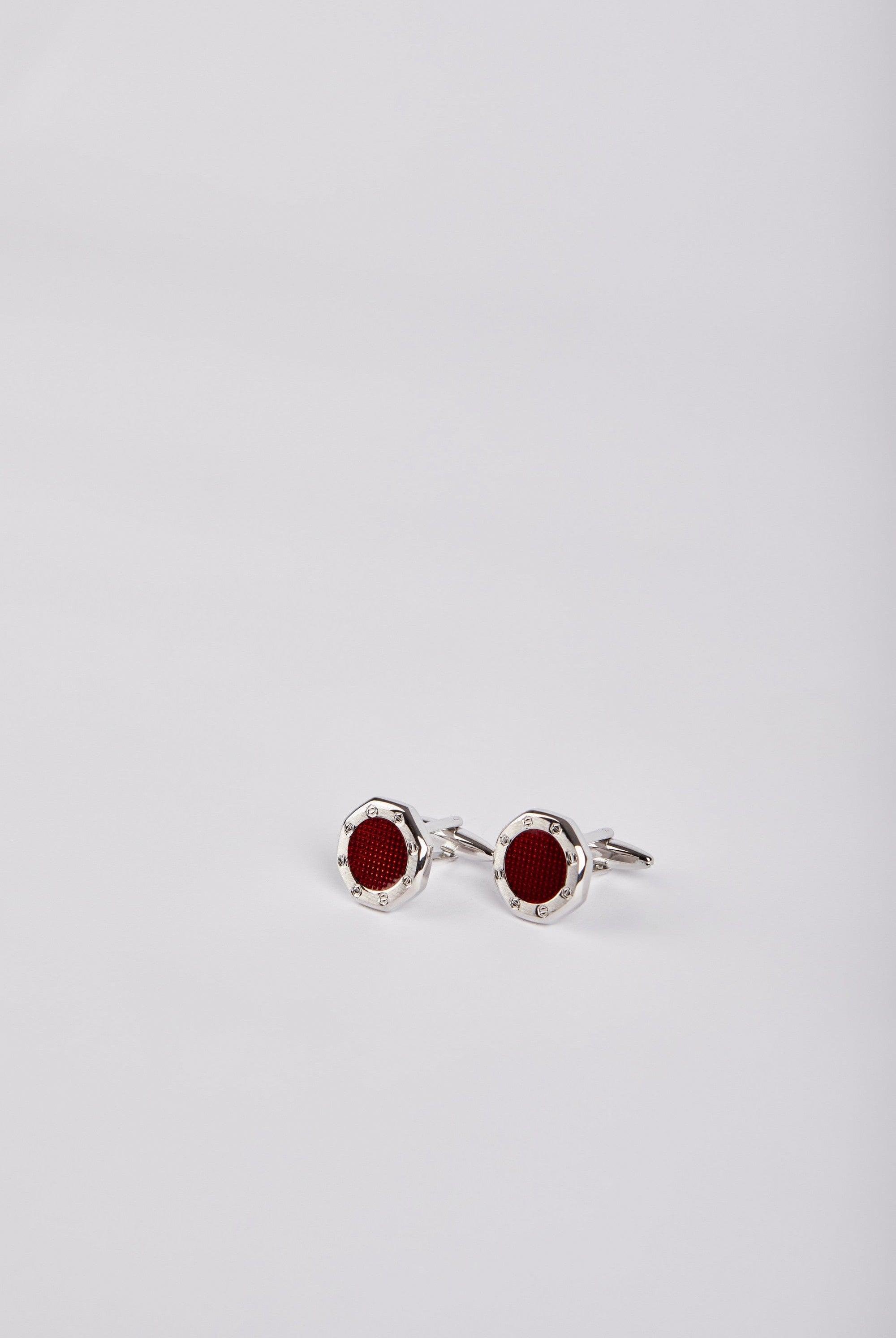 داليدرس طقم دبوس قميص البدلة دائري باللون الأحمر فضي