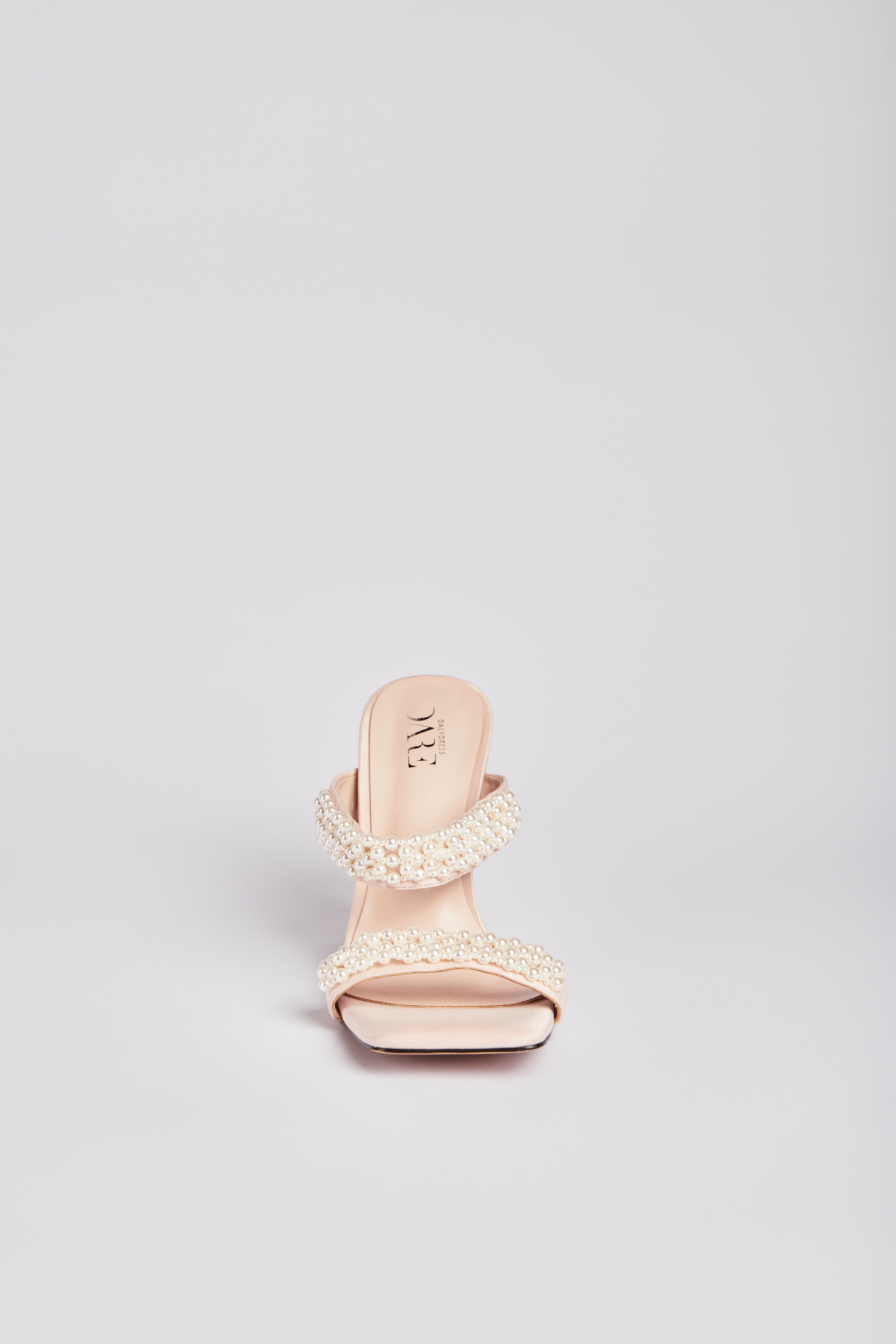 داليدرس سليبر مزين باللؤلؤ كعب مرتفع نسائي وردي