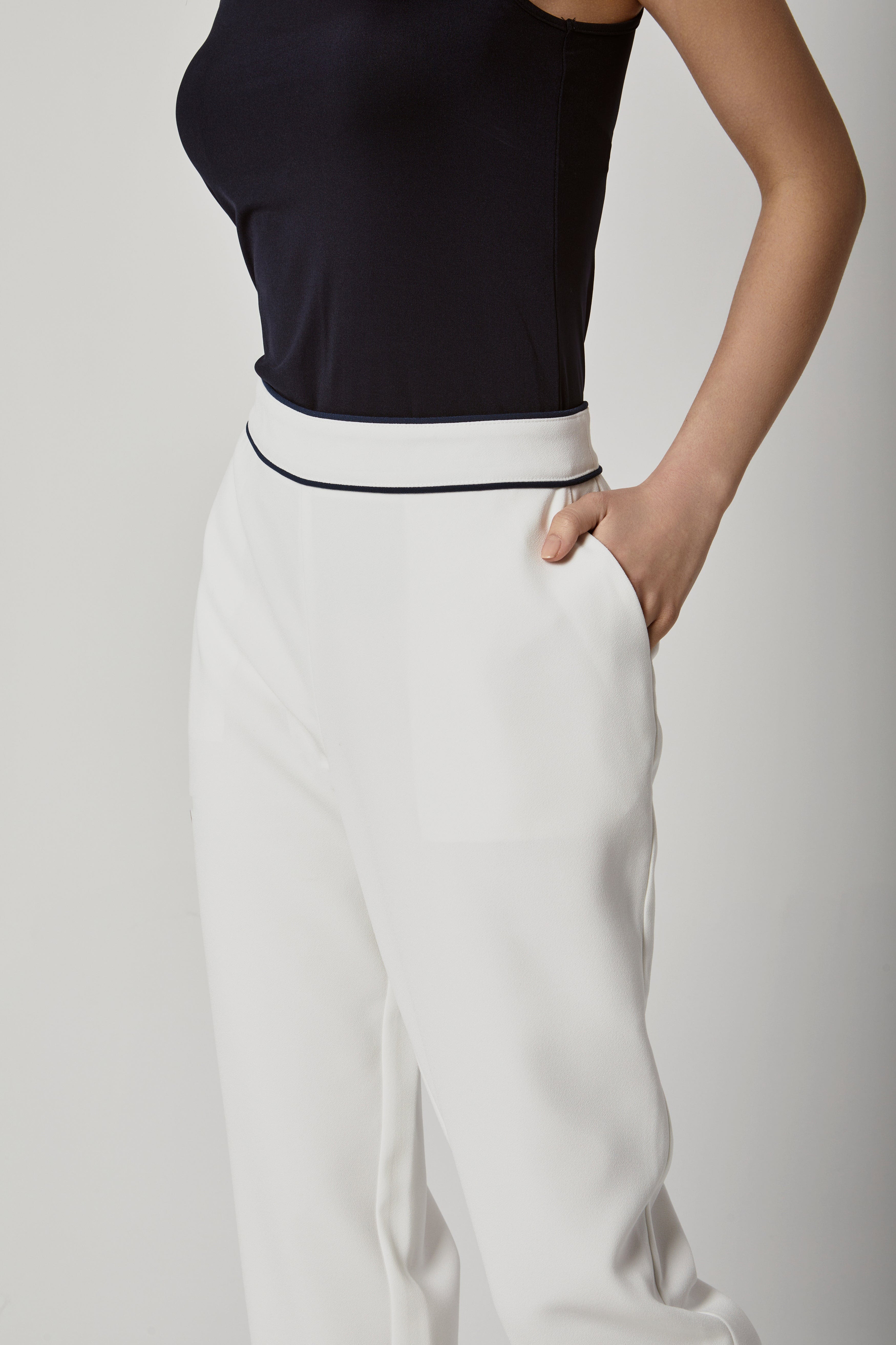 داليدرس بنطلون سادة خصر مرتفع رسمي نسائي أوف وايت