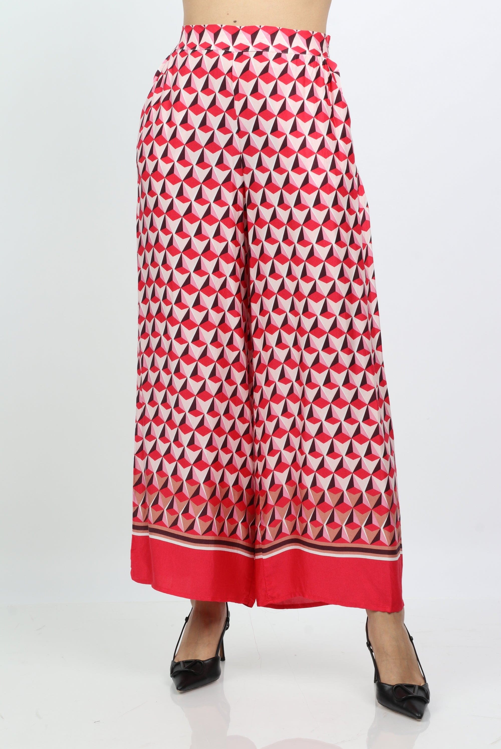 داليدرس بنطلون بنمط طويل واسع نسائي أحمر فاتح