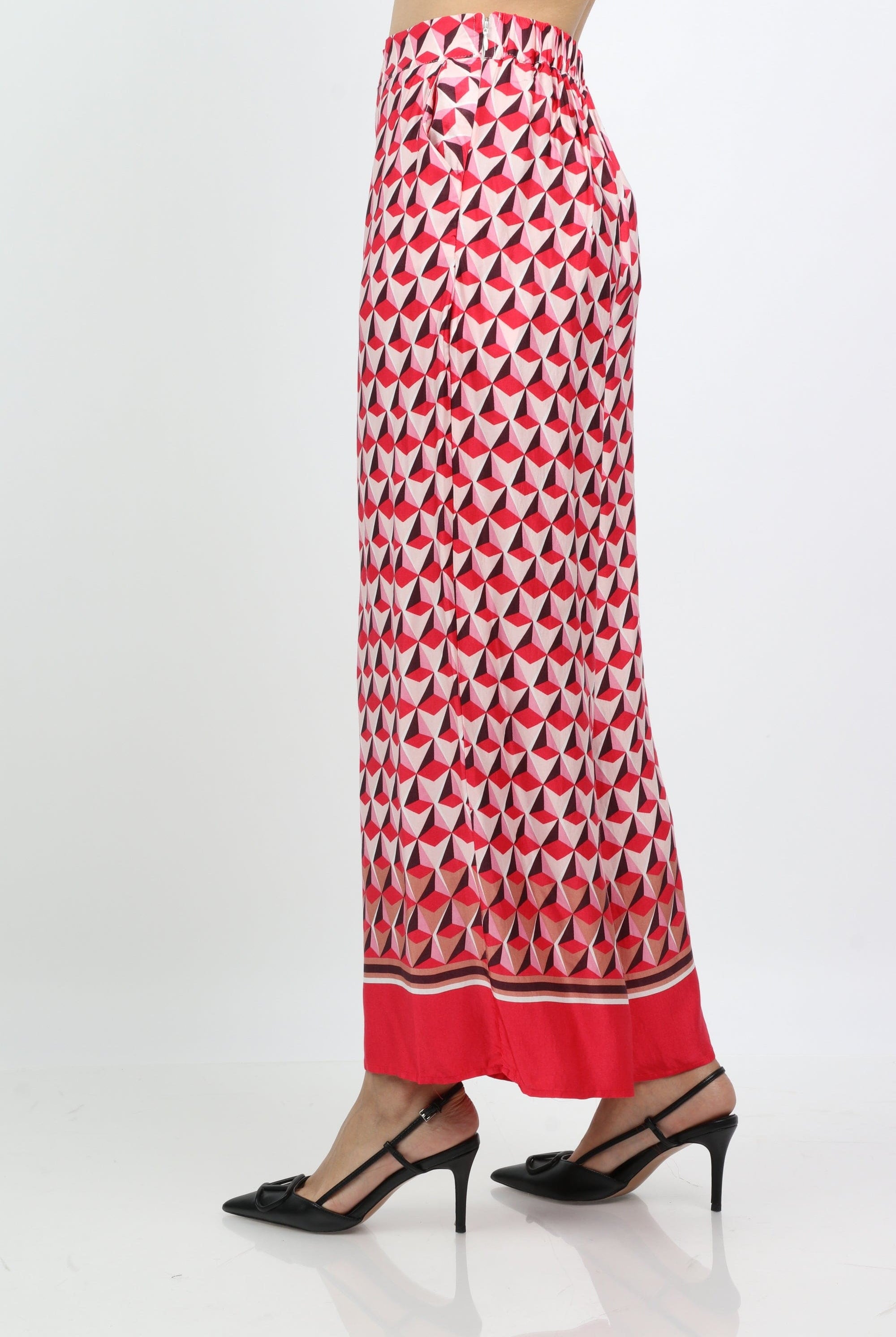 داليدرس بنطلون بنمط طويل واسع نسائي أحمر فاتح