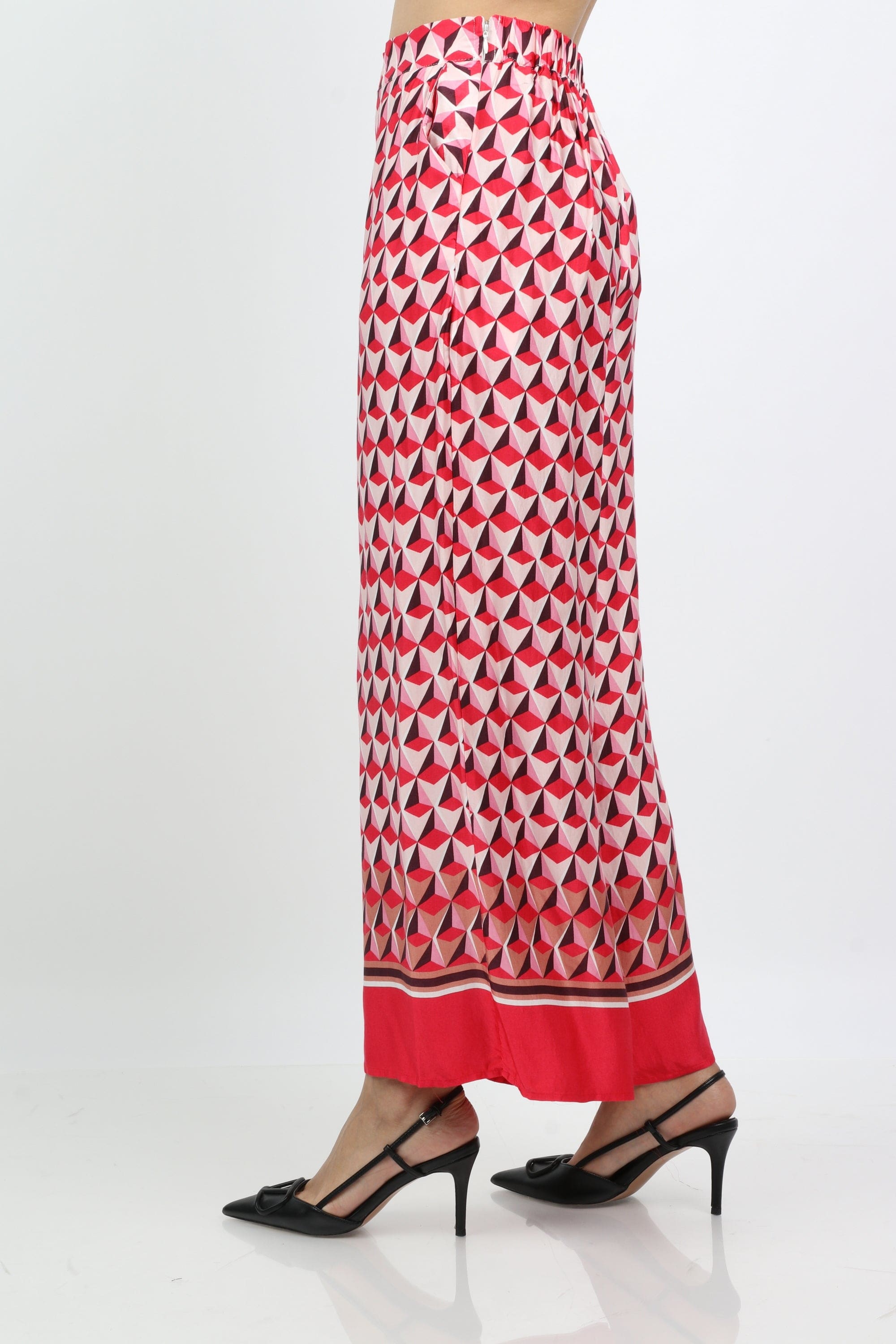 داليدرس بنطلون بنمط طويل واسع نسائي أحمر فاتح