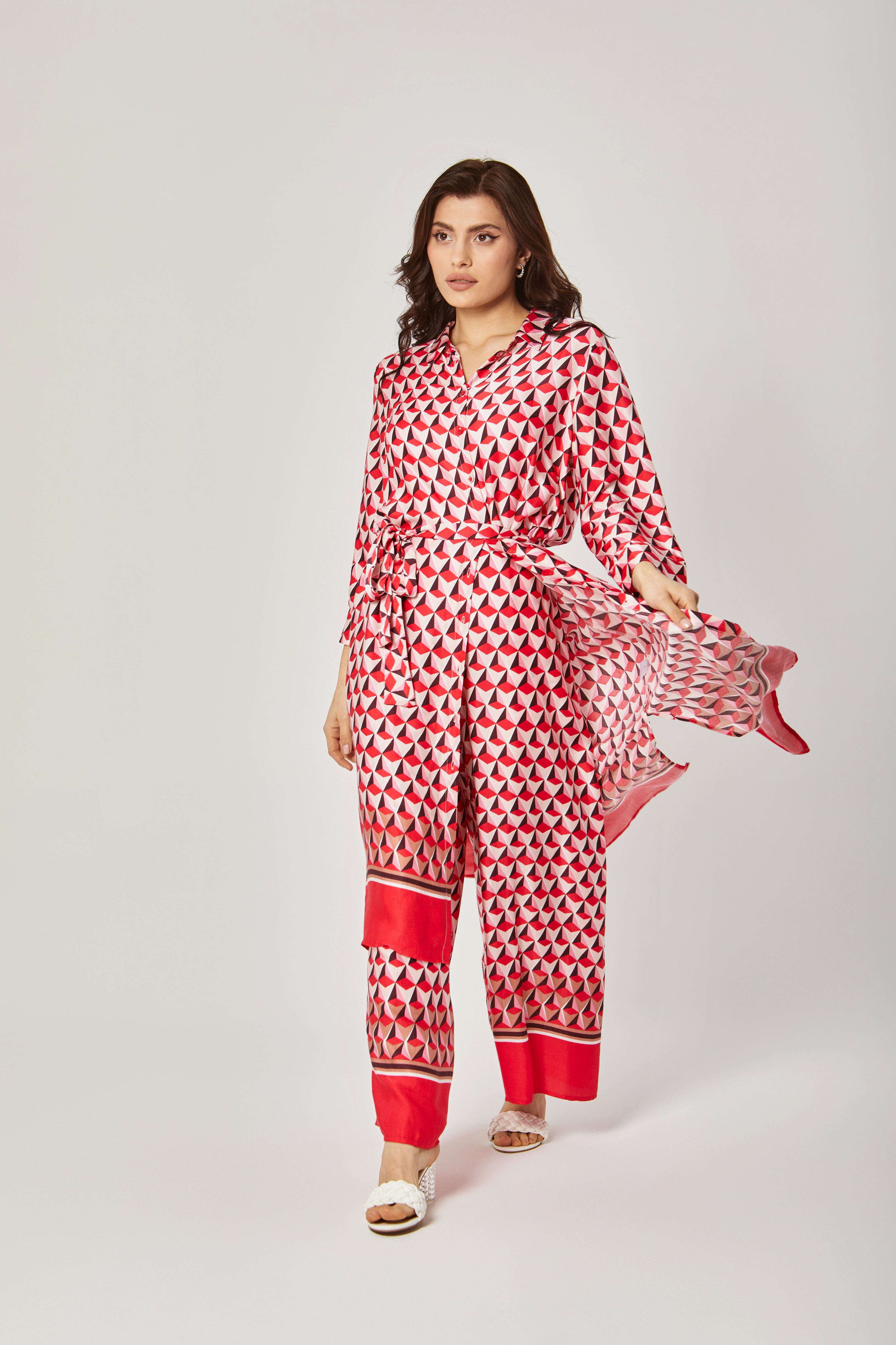 داليدرس فستان ميدي بنمط كم طول برباط نسائي أحمر فاتح