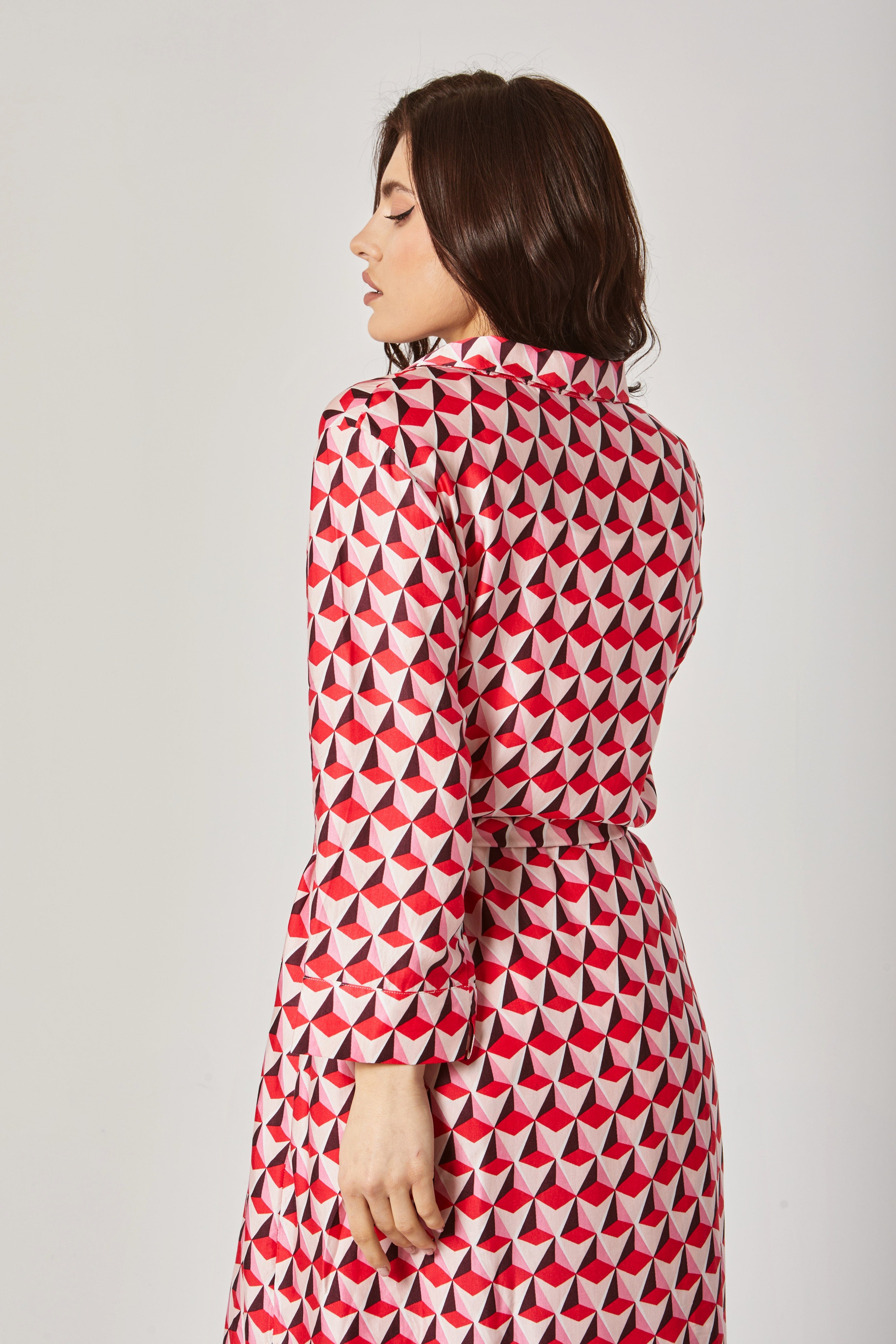 داليدرس فستان ميدي بنمط كم طول برباط نسائي أحمر فاتح