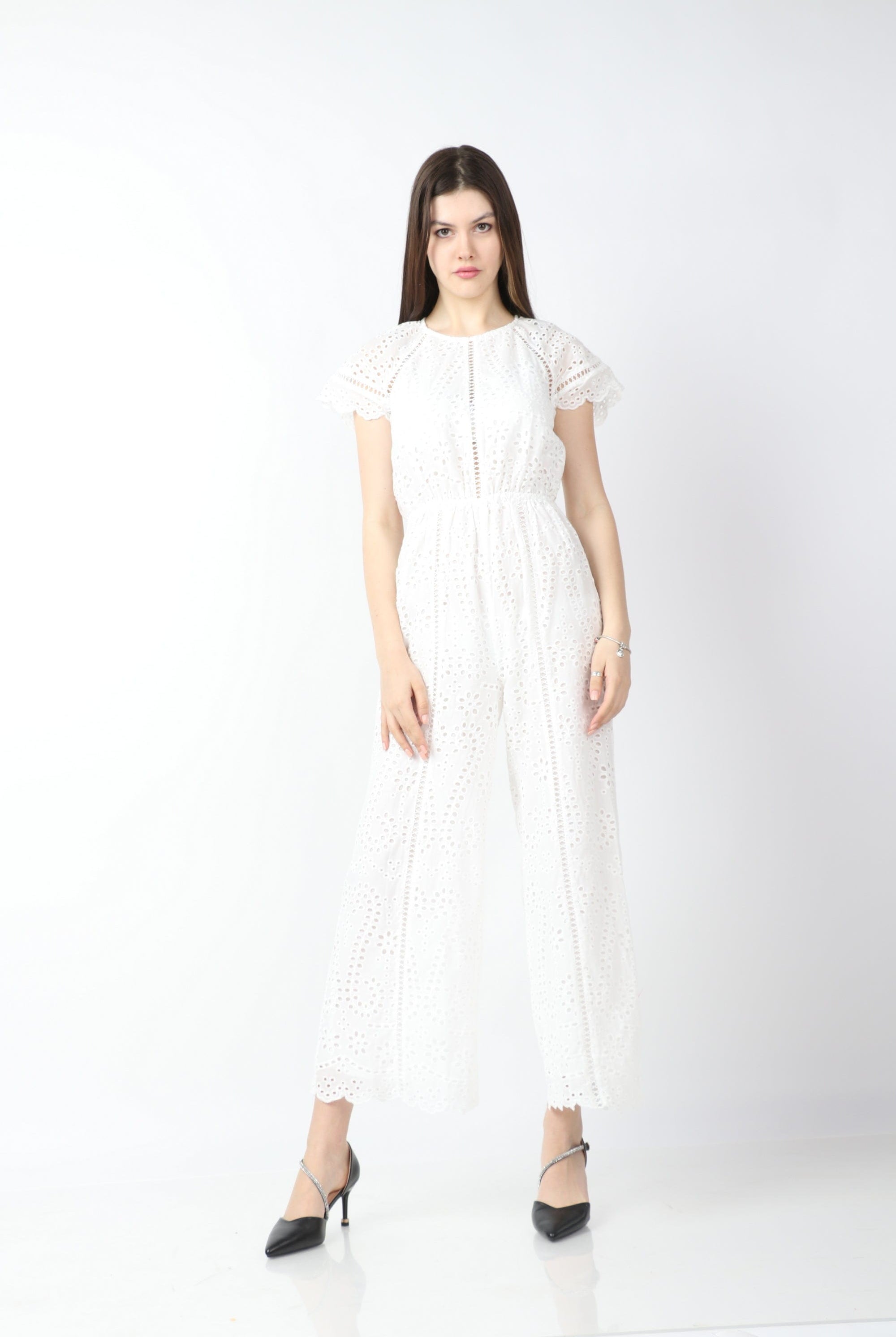 داليدرس جمبسوت نسائي مخرم كم قصير نسائي أبيض