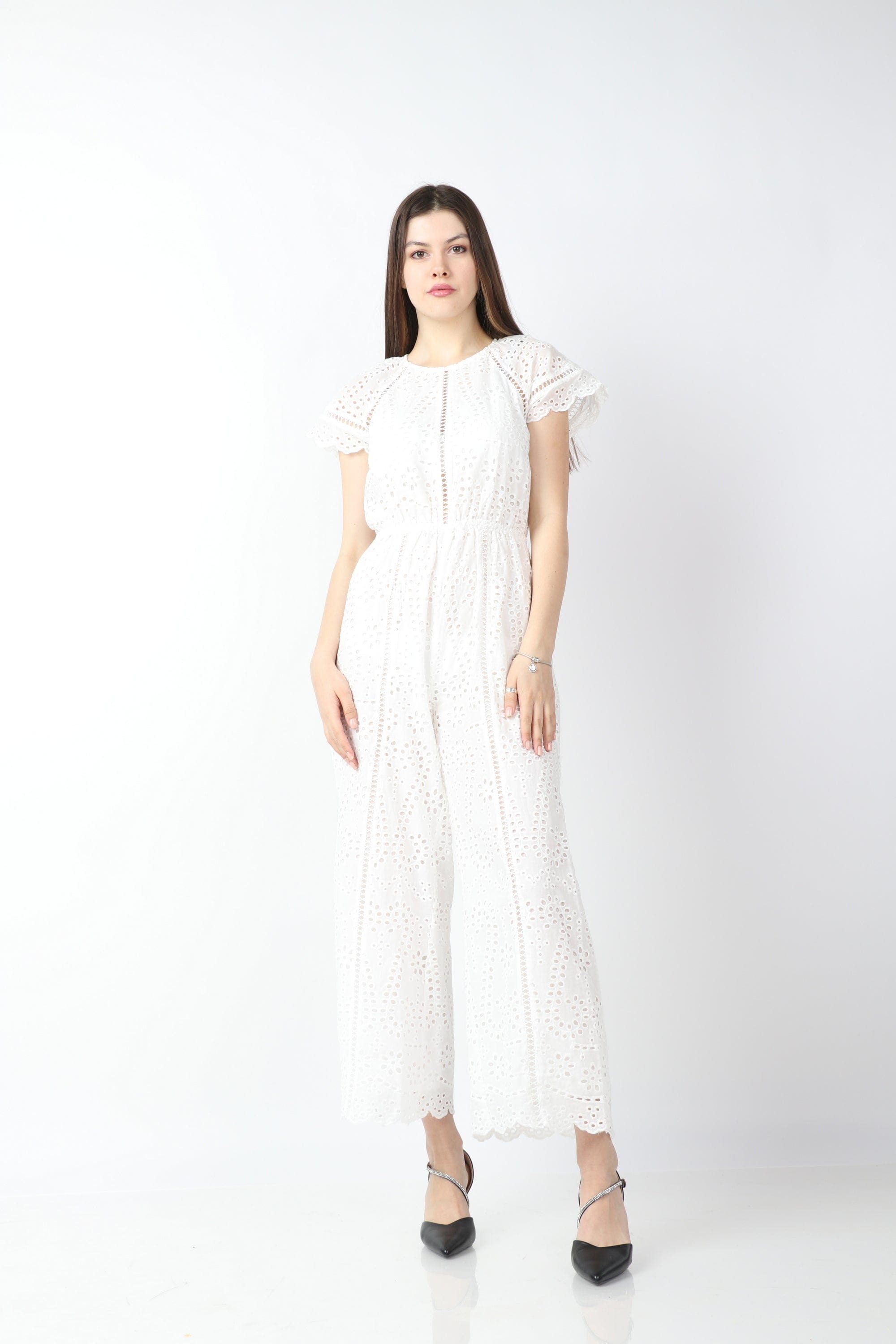 داليدرس جمبسوت نسائي مخرم كم قصير نسائي أبيض