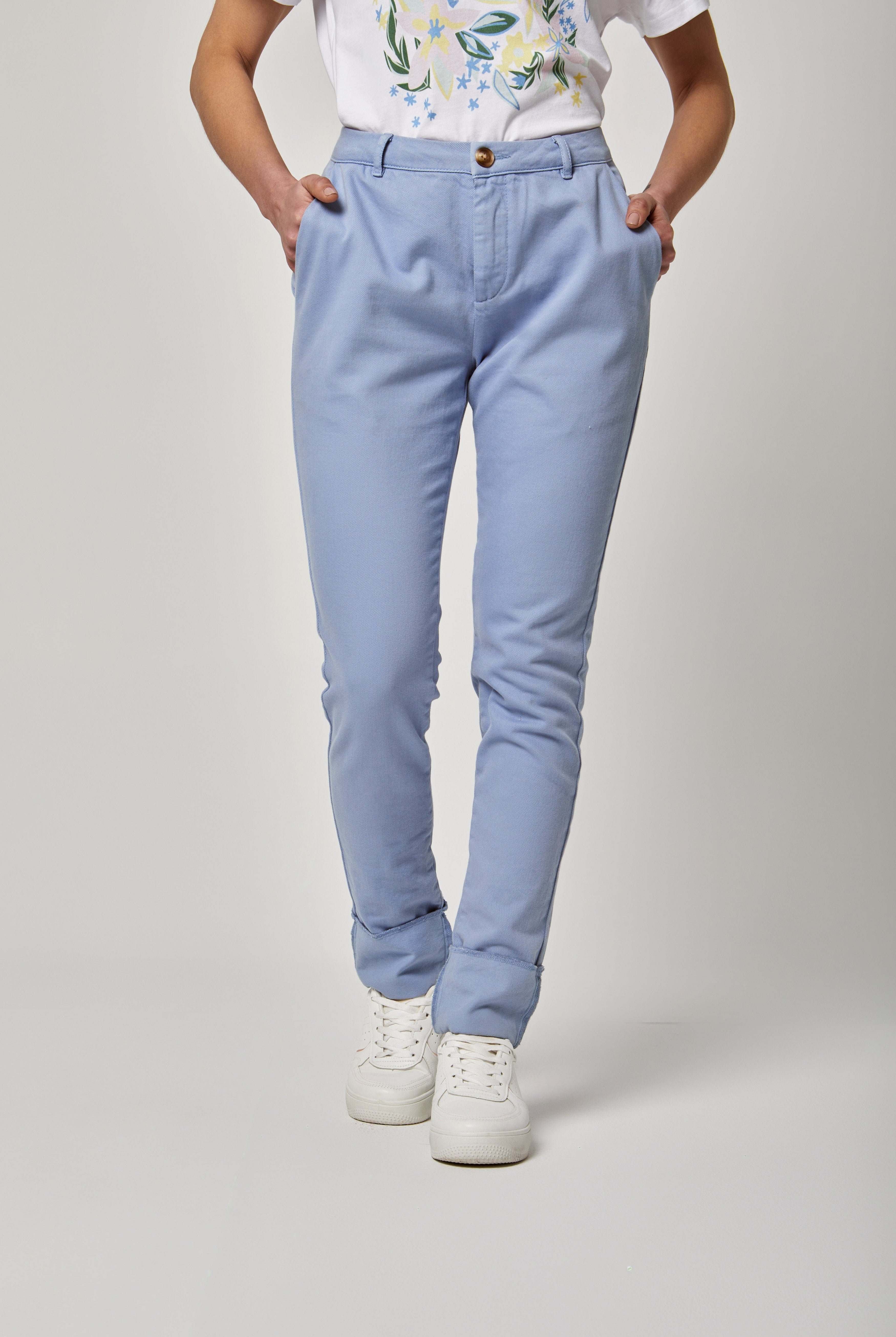 داليدرس بنطلون سادة طويل خصر مرتفع نسائي أزرق