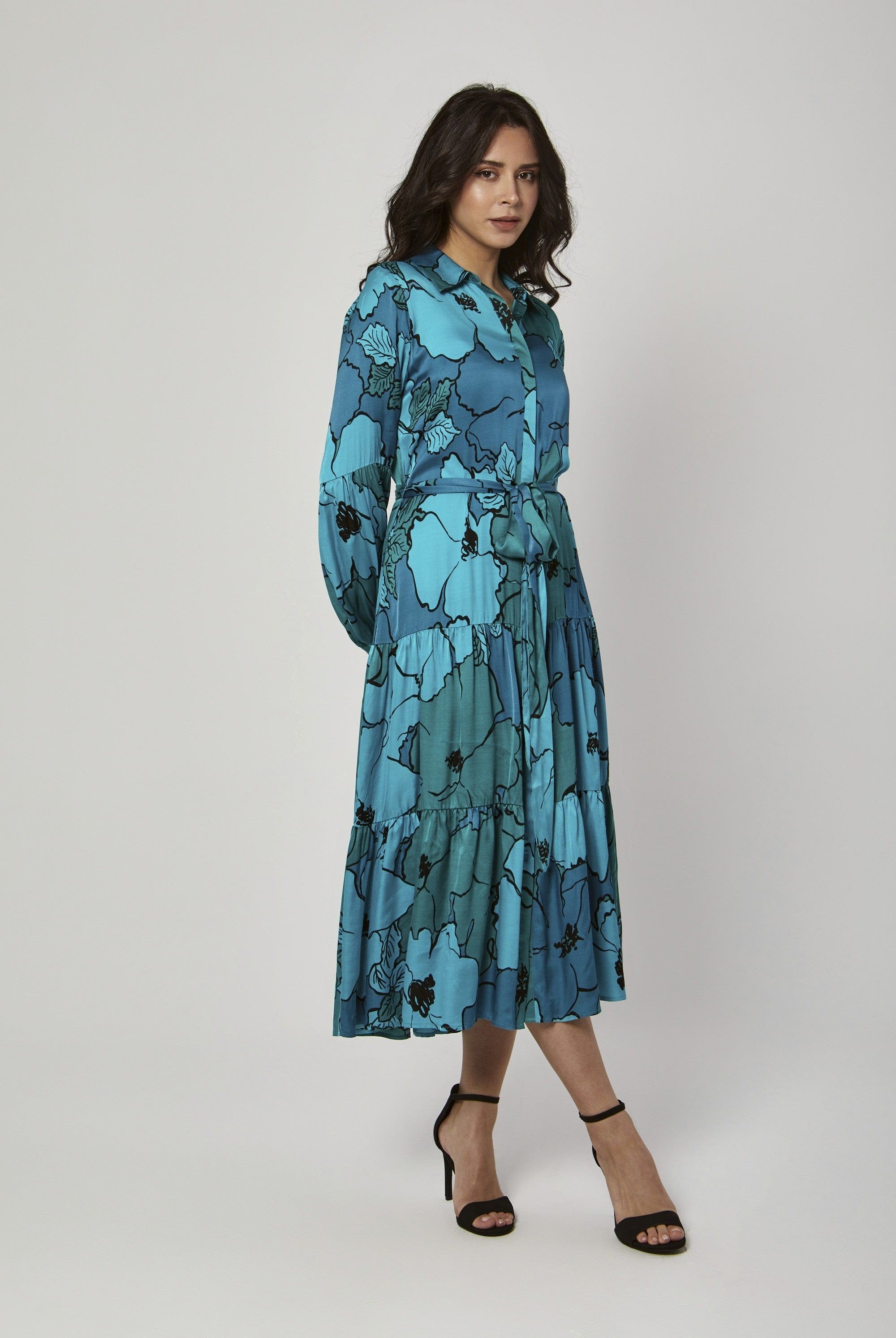 داليدرس فستان مشجر مخصر ميدي كم طويل نسائي