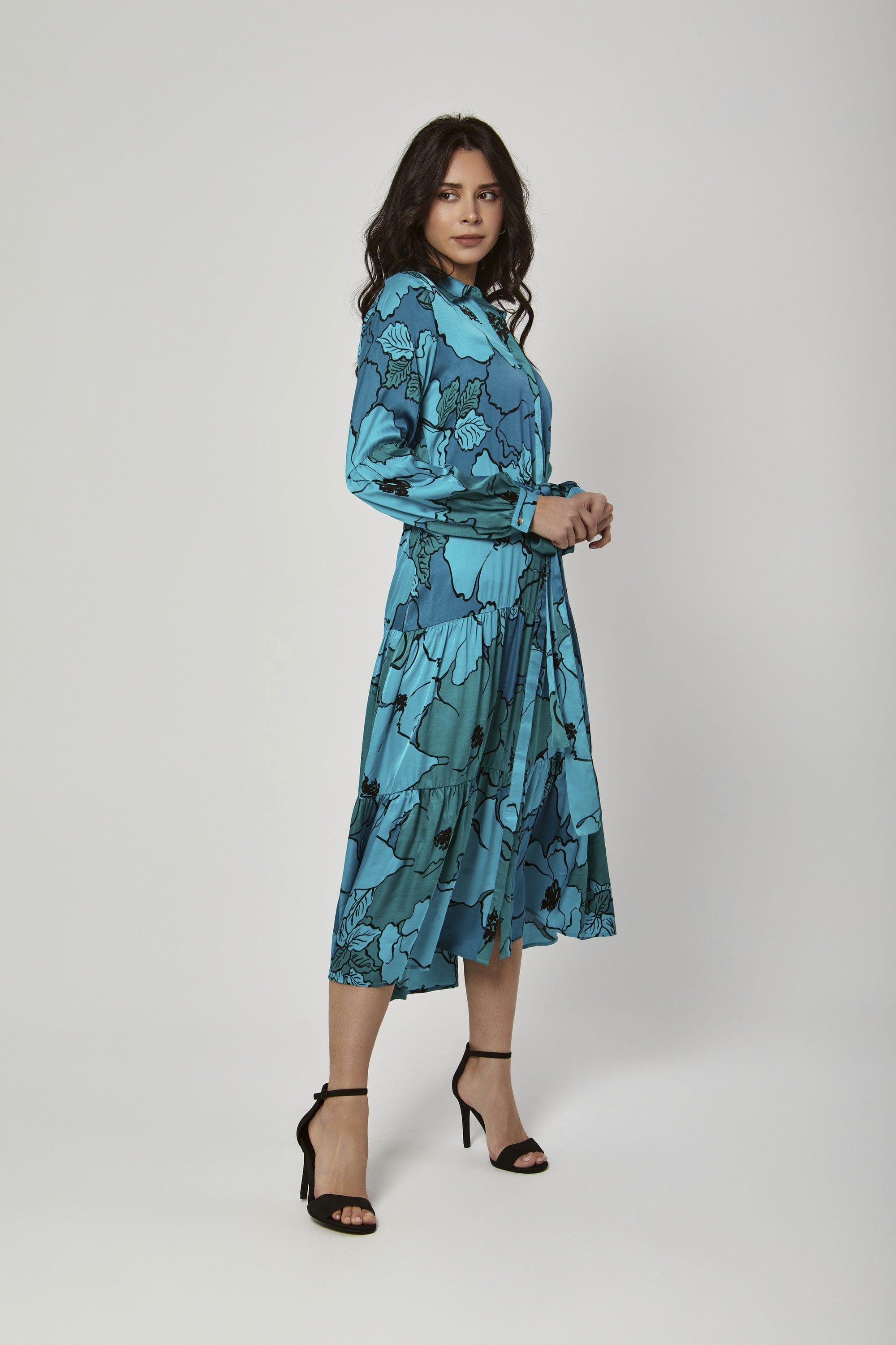 داليدرس فستان مشجر مخصر ميدي كم طويل نسائي