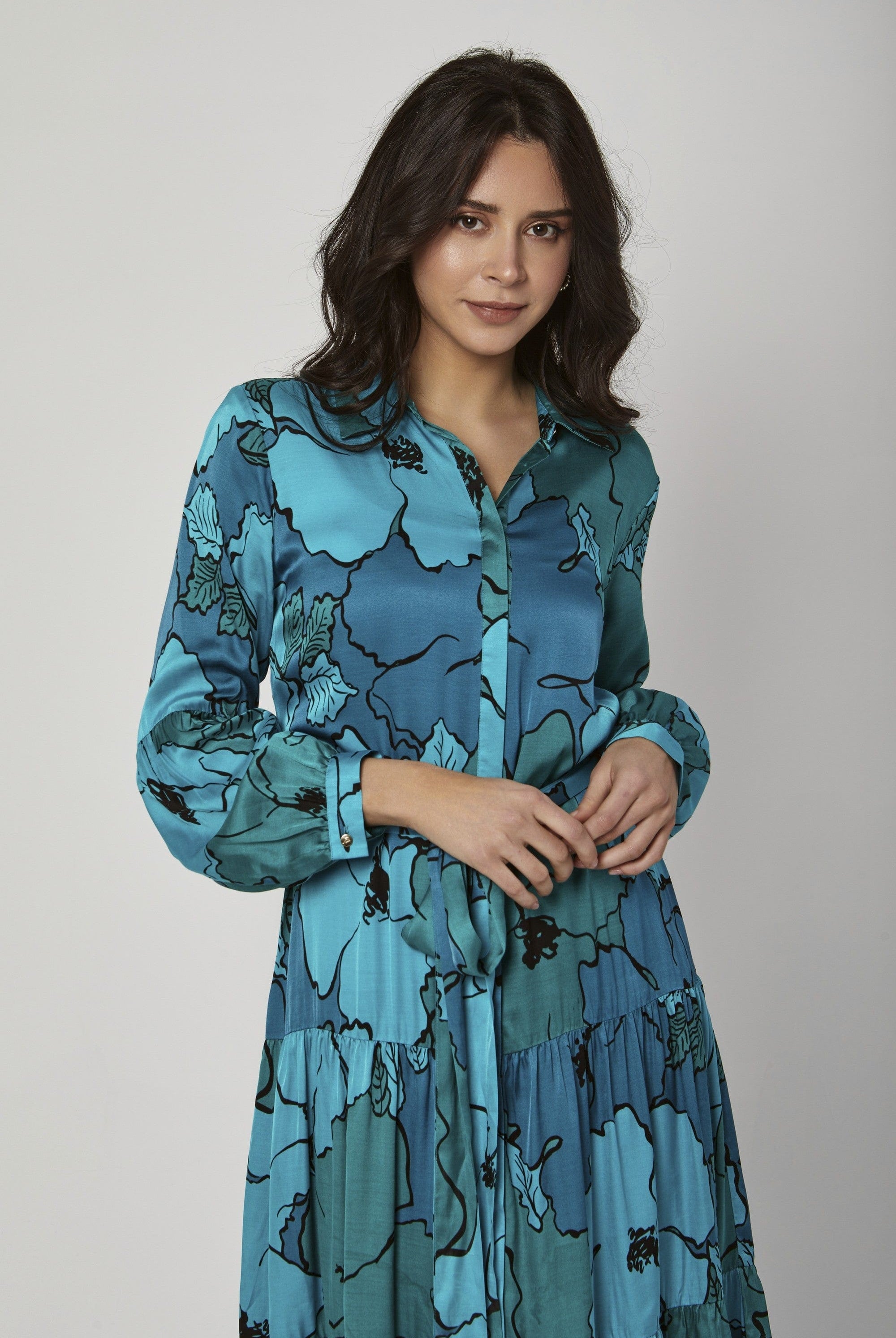 داليدرس فستان مشجر مخصر ميدي كم طويل نسائي