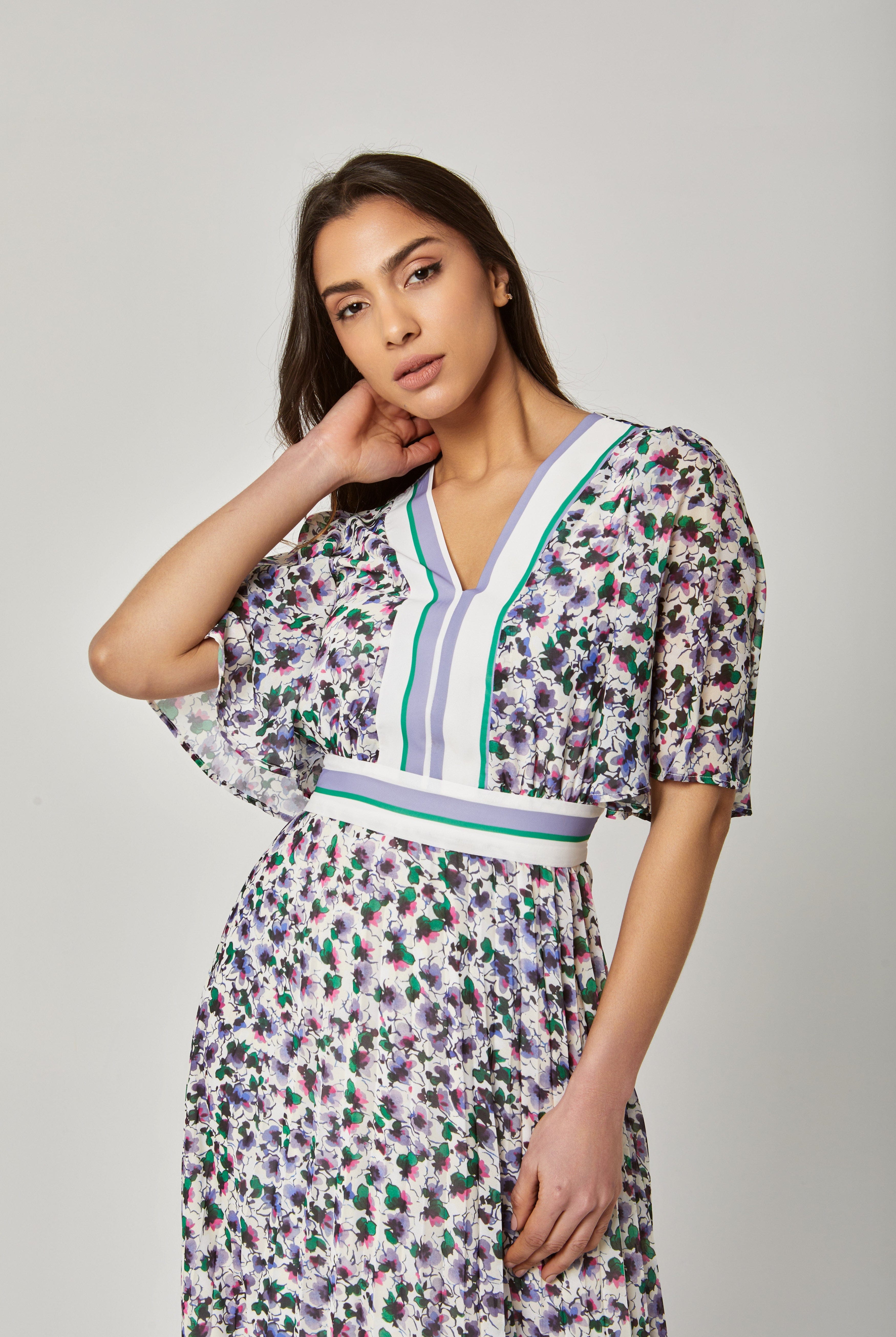 داليدرس فستان طويل مورد مخصر نص كم فراشة نسائي أرجواني