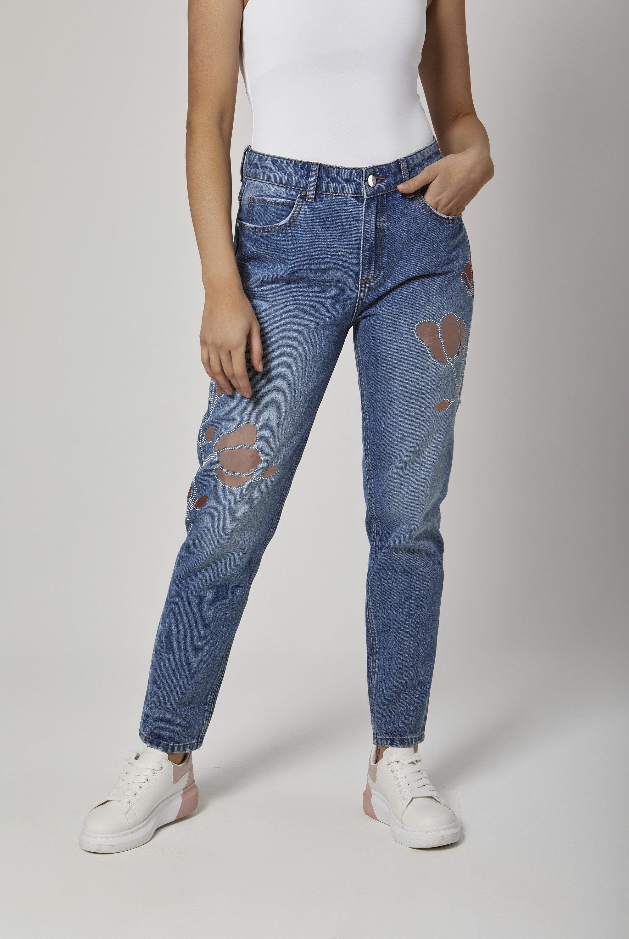 داليدرس بنطلون جينز بوي فريند مشقق أزرق فاتح