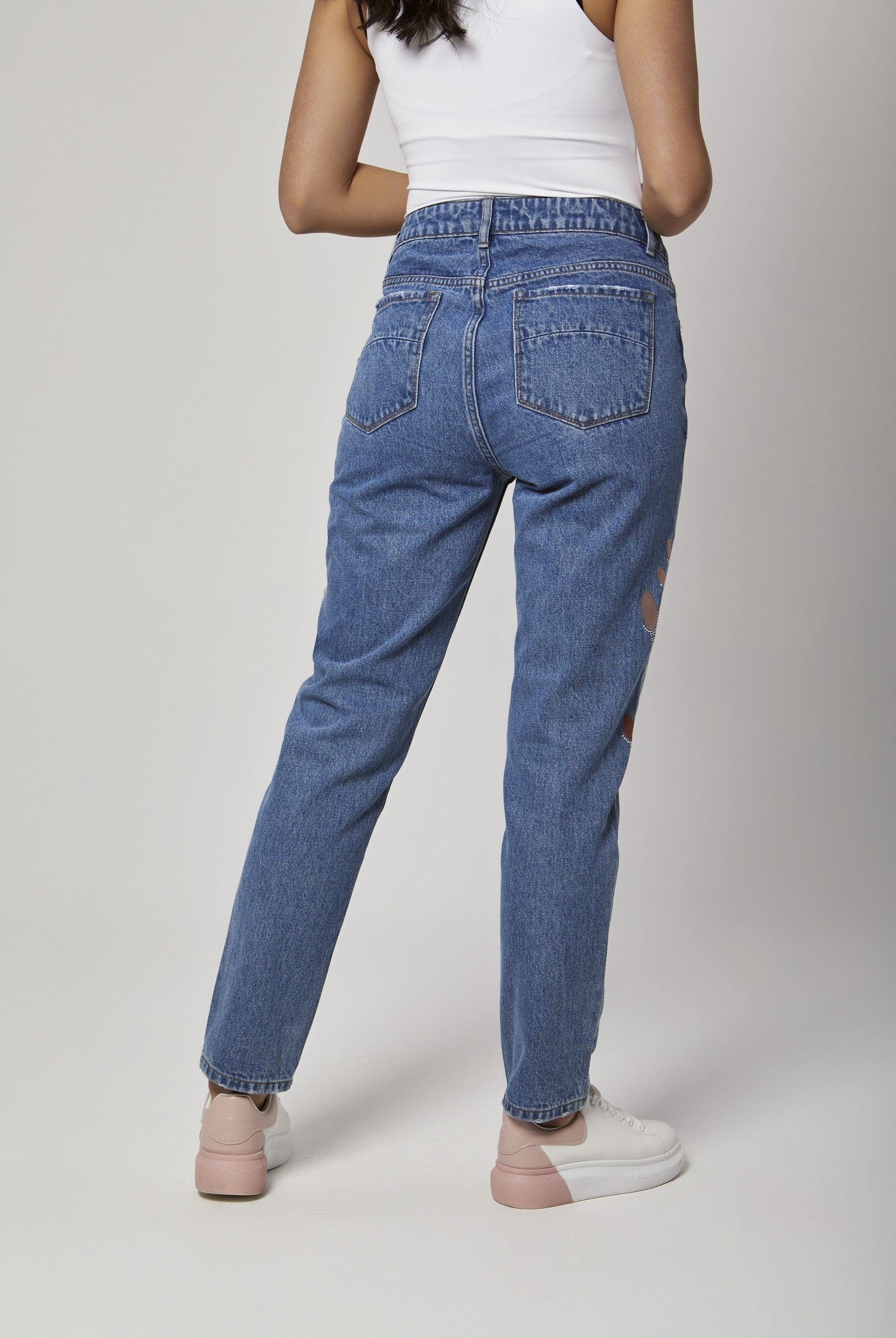 داليدرس بنطلون جينز بوي فريند مشقق أزرق فاتح