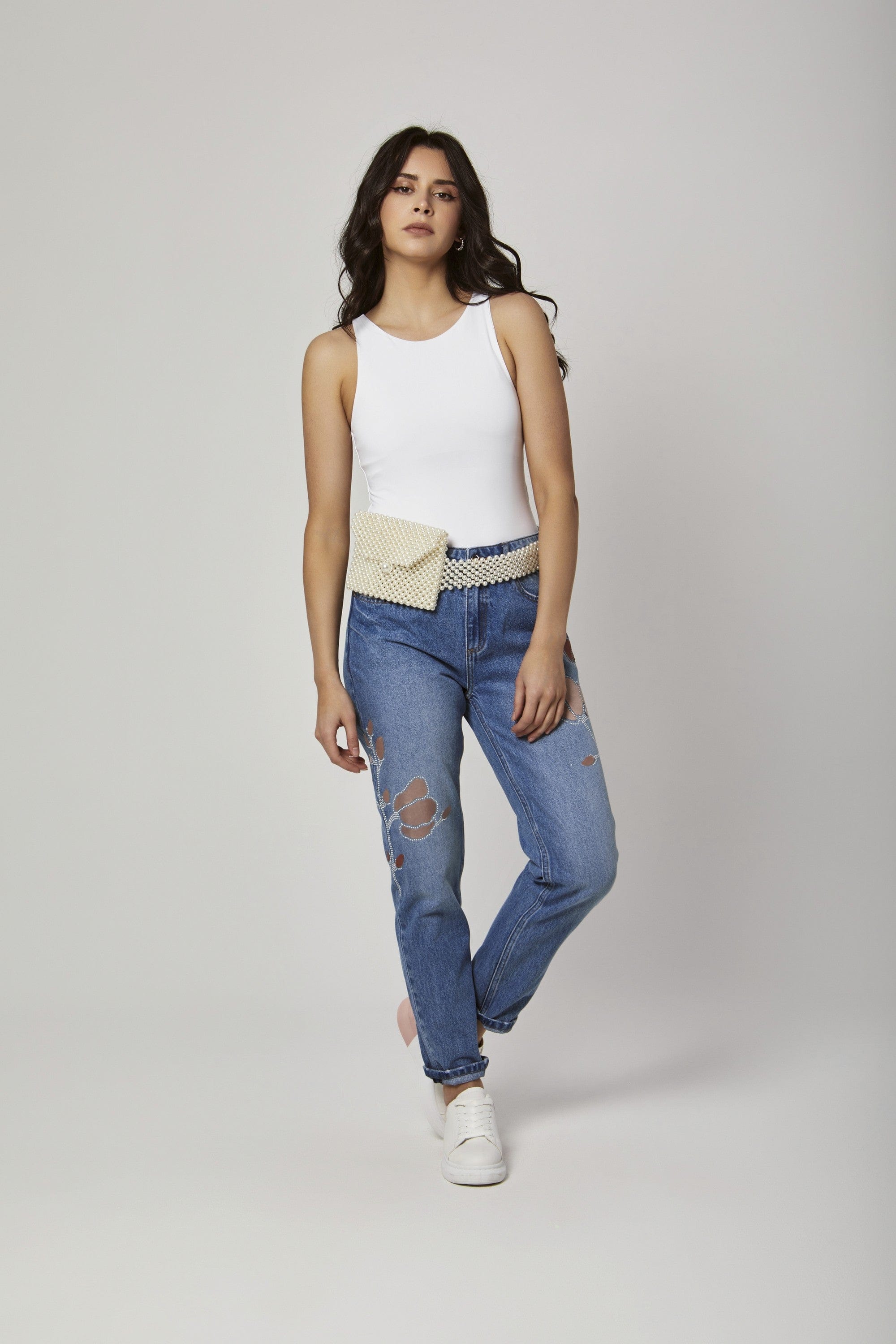 داليدرس بنطلون جينز بوي فريند مشقق أزرق فاتح