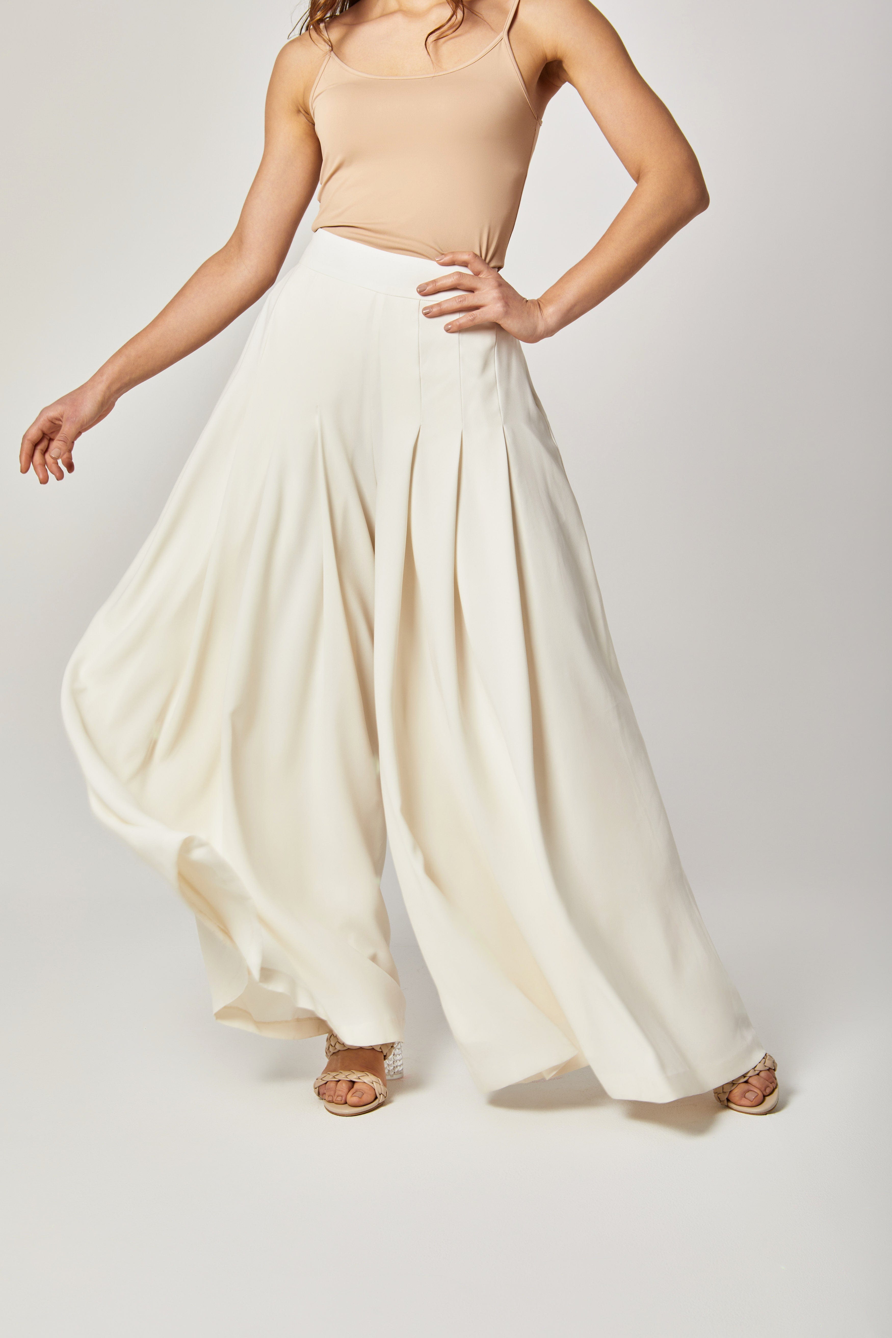 داليدرس بنطلون خصر مرتفع واسع بكسرات طويل نسائي