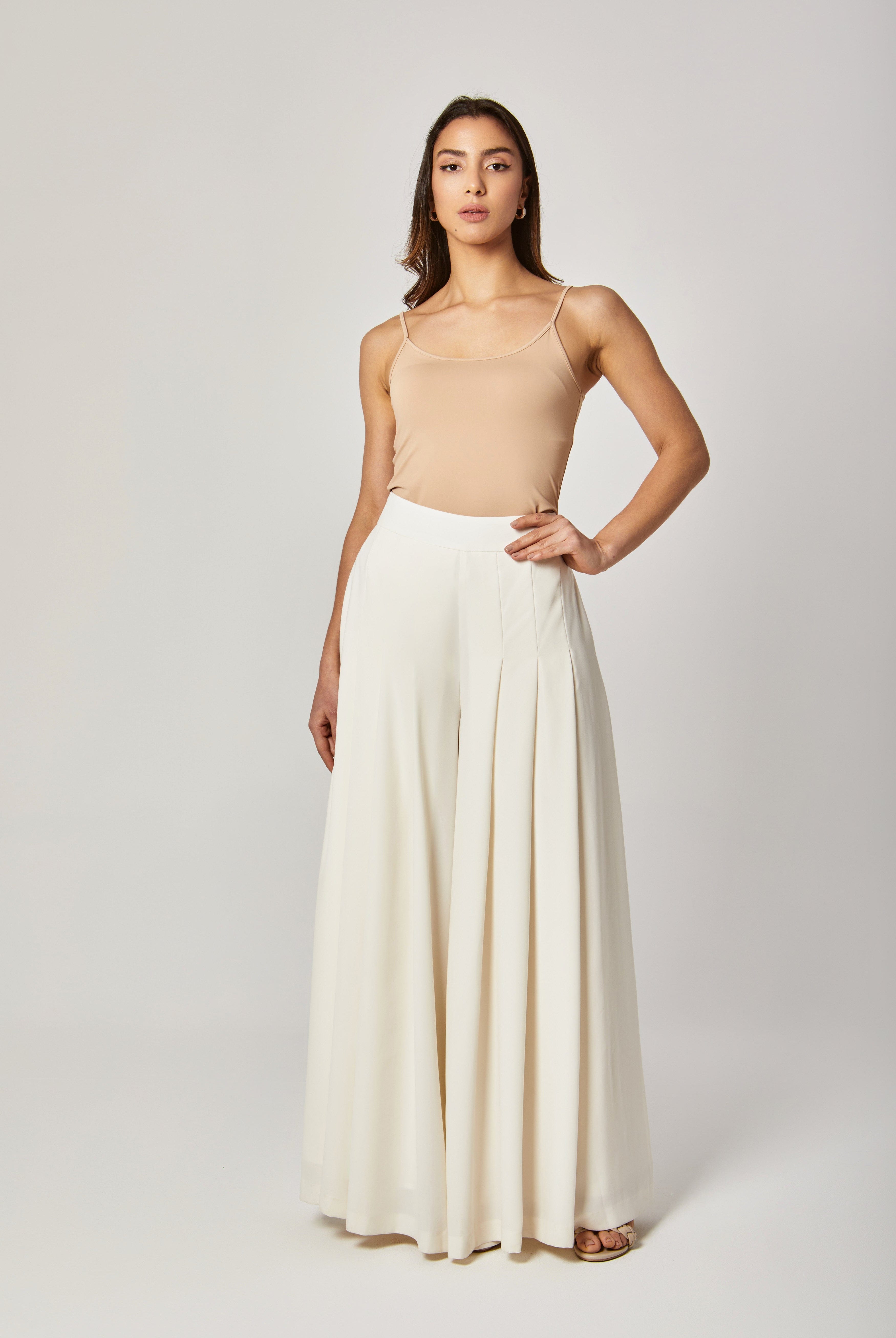 داليدرس بنطلون خصر مرتفع واسع بكسرات طويل نسائي