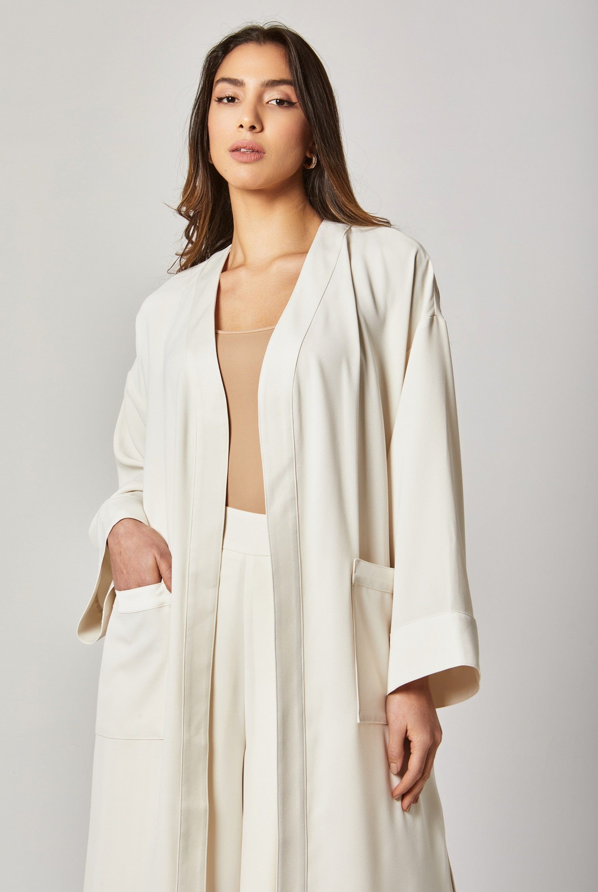 داليدرس قفطان واسع مفتوح من الأمام كم طويل نسائي