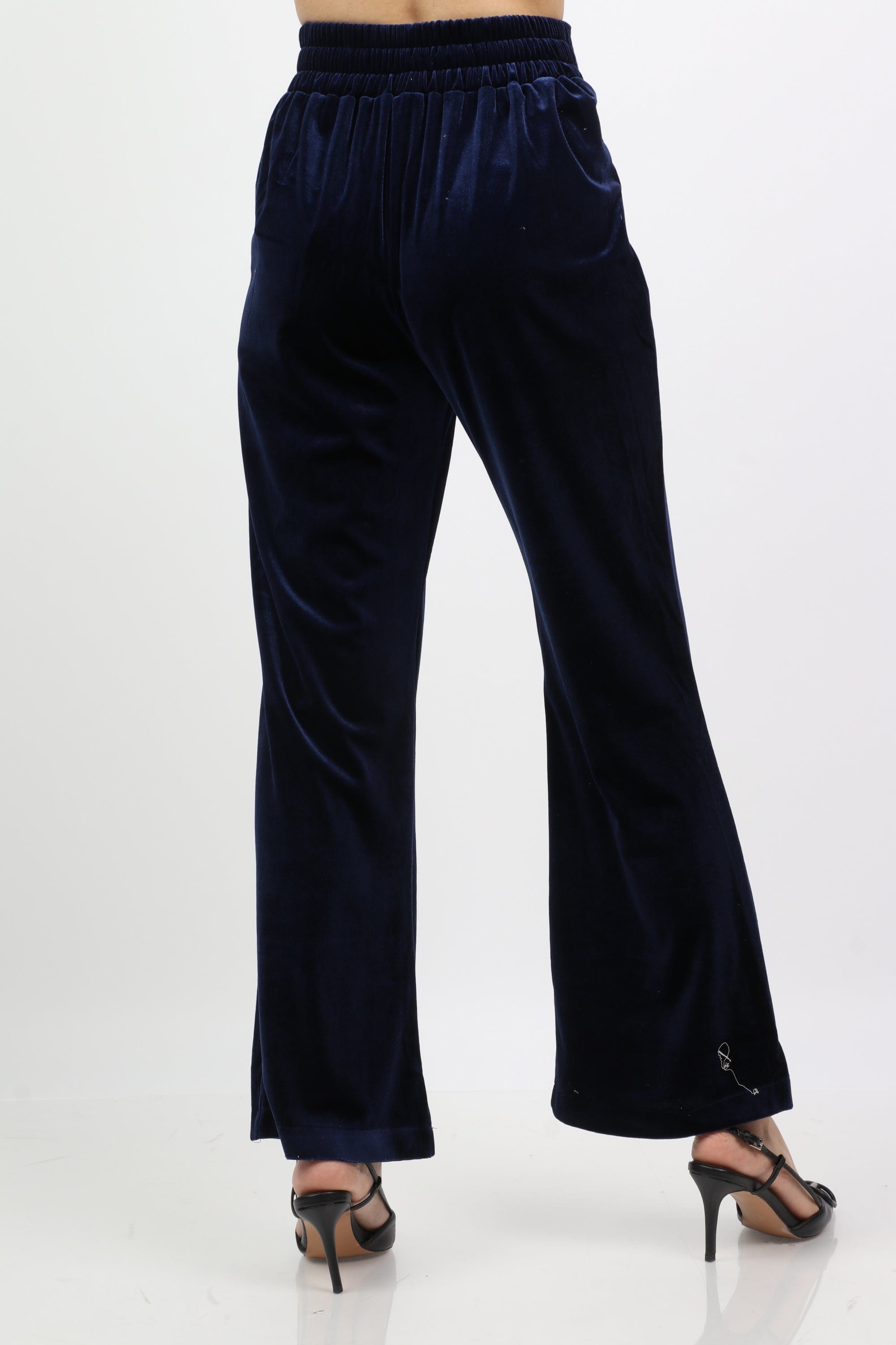 داليدرس بنطال مخمل نسائي وايد ليج أزرق داكن