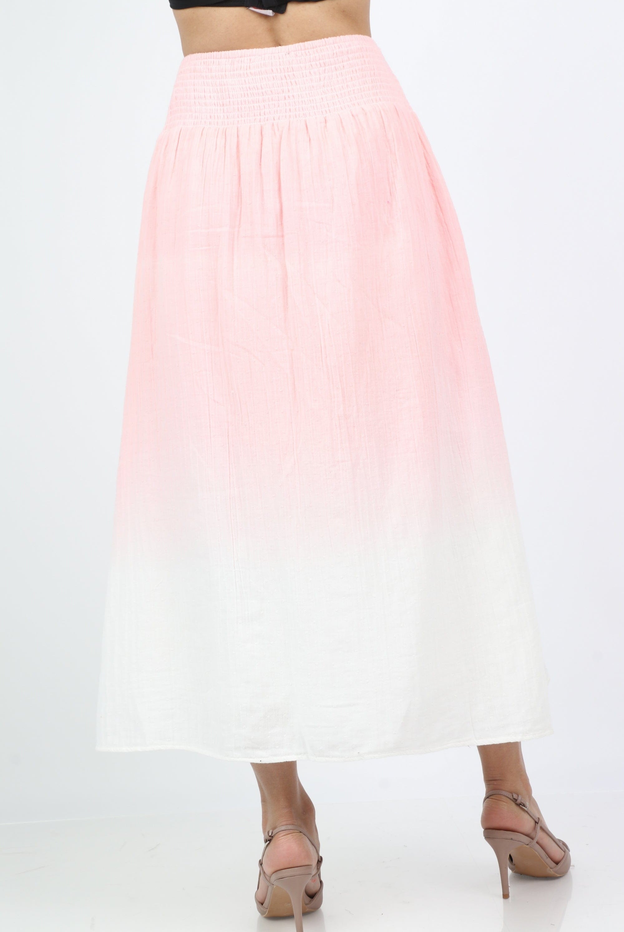 داليدرس تنورة طويلة بخصر مطاط عريض لونين أوف وايت