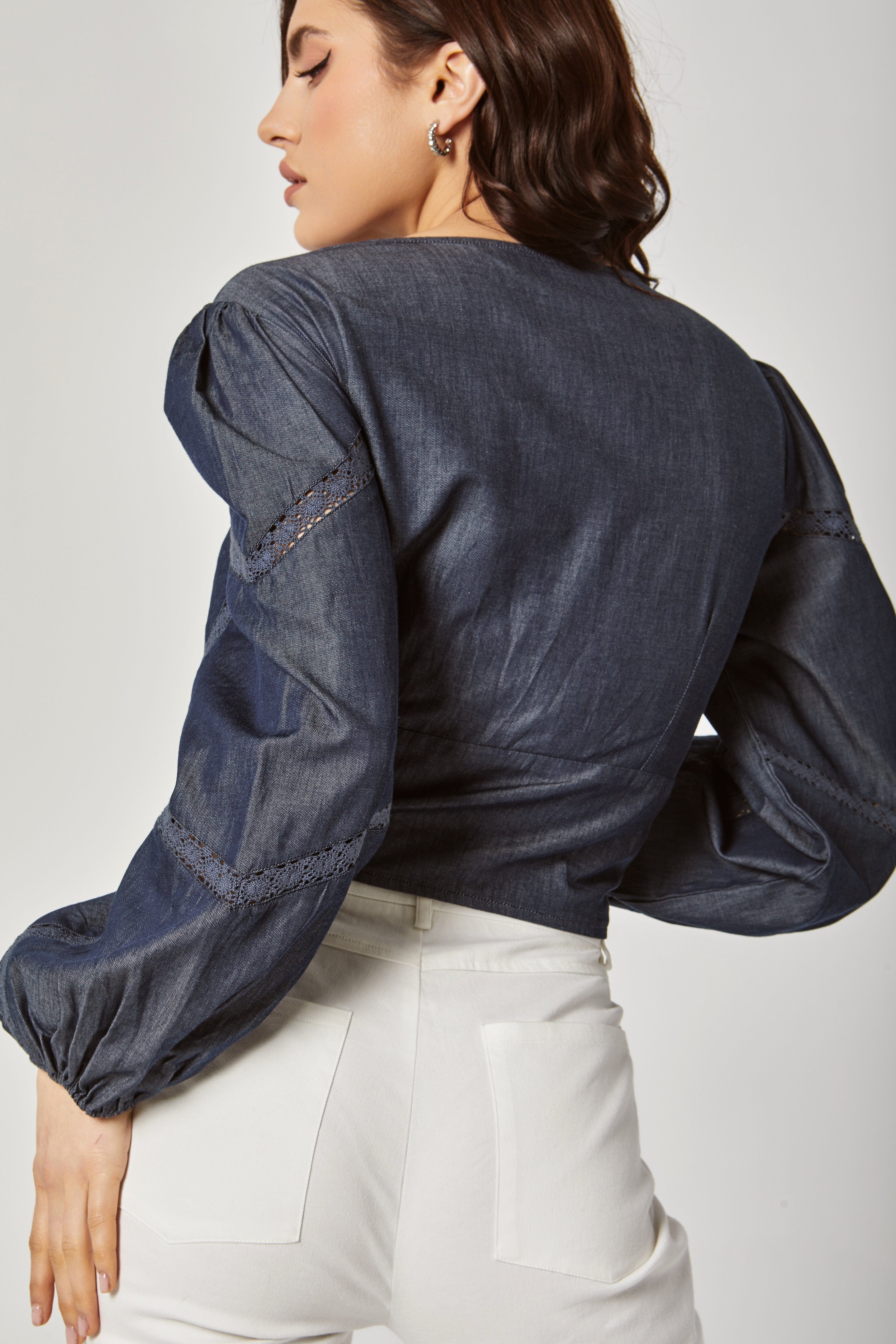 داليدرس بلوزة رسمية كم طويل بف نسائي جينز فاتح