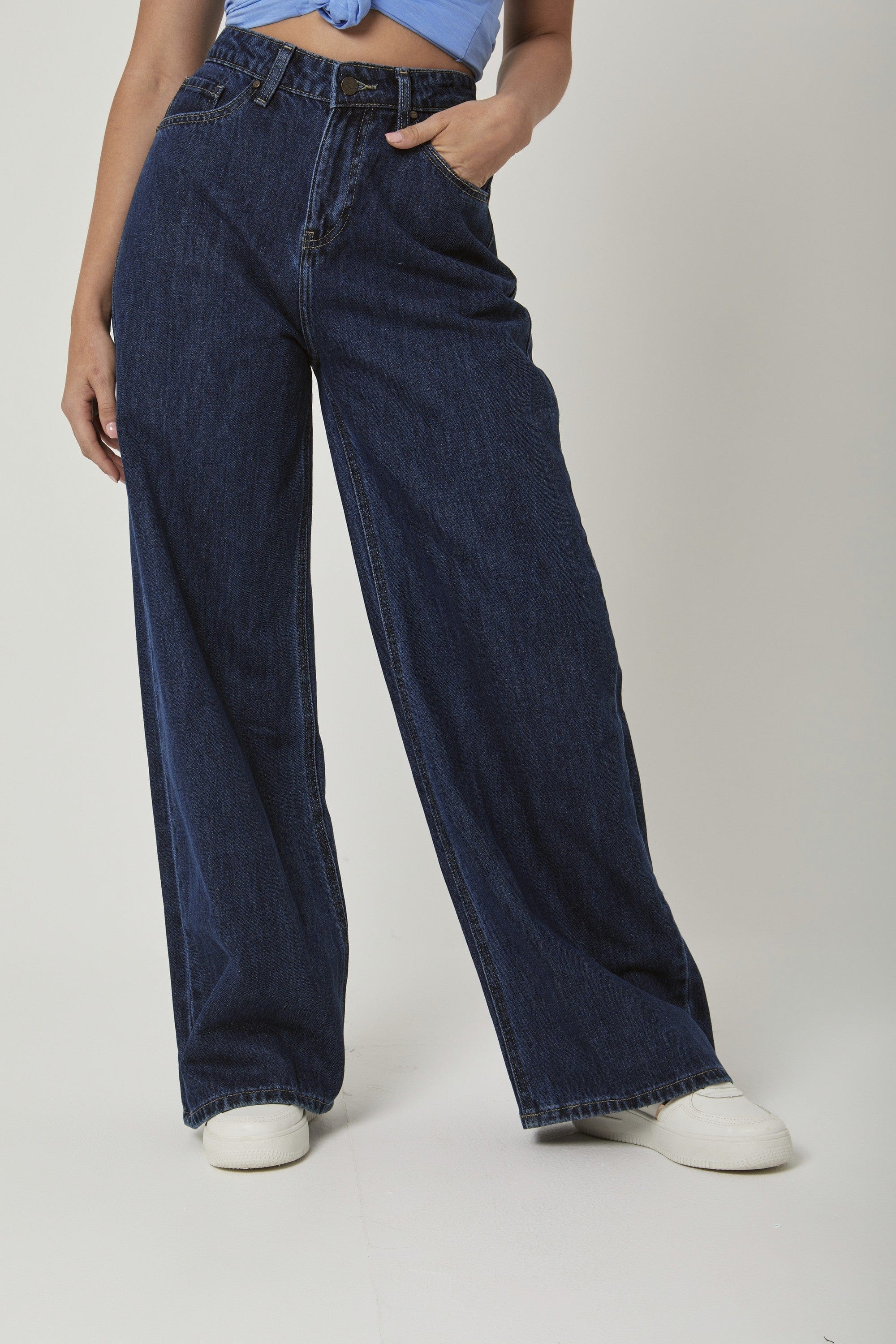 داليدرس بنطلون جينز واسع خصر مرتفع نسائي أزرق فاتح