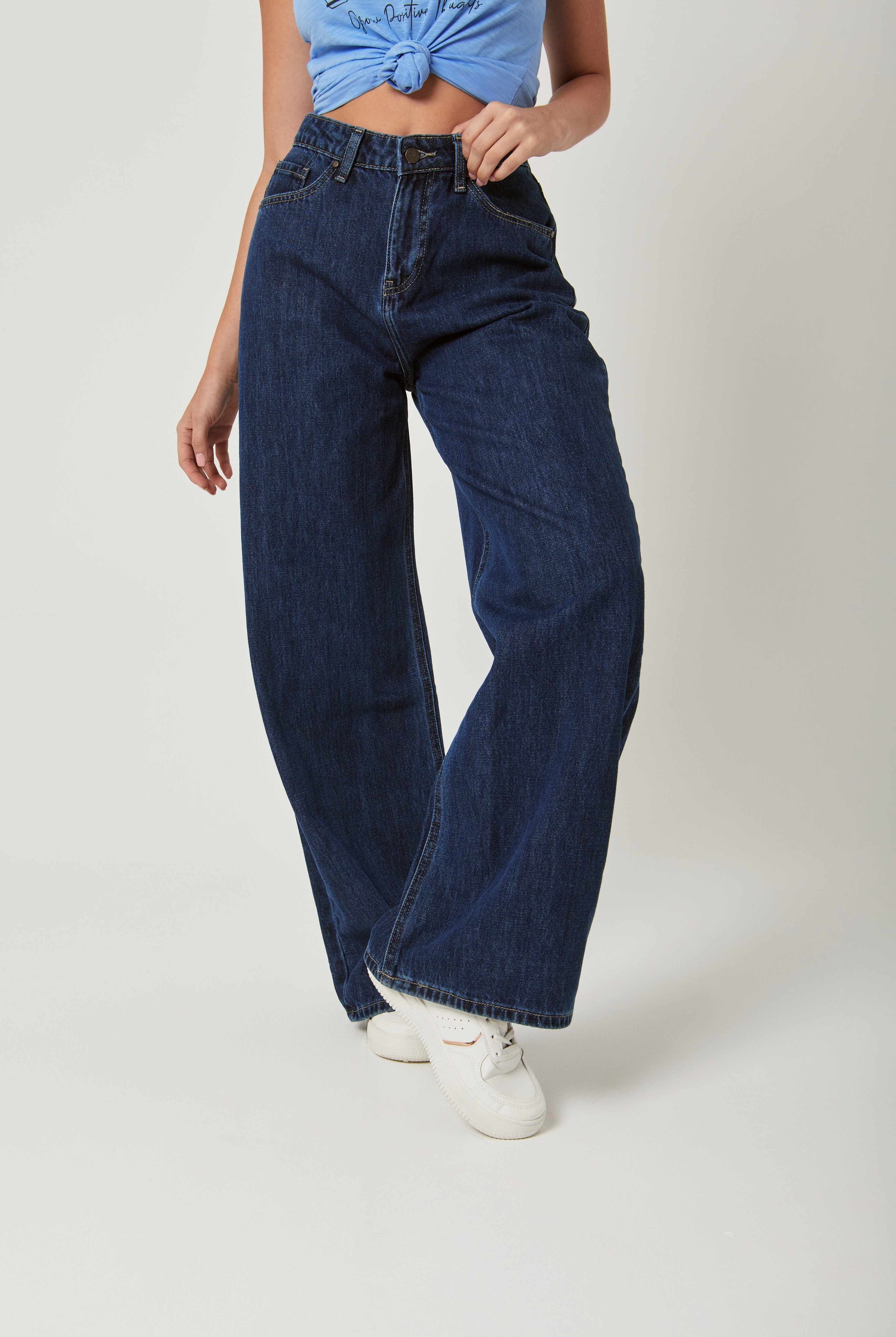 داليدرس بنطلون جينز واسع خصر مرتفع نسائي أزرق فاتح