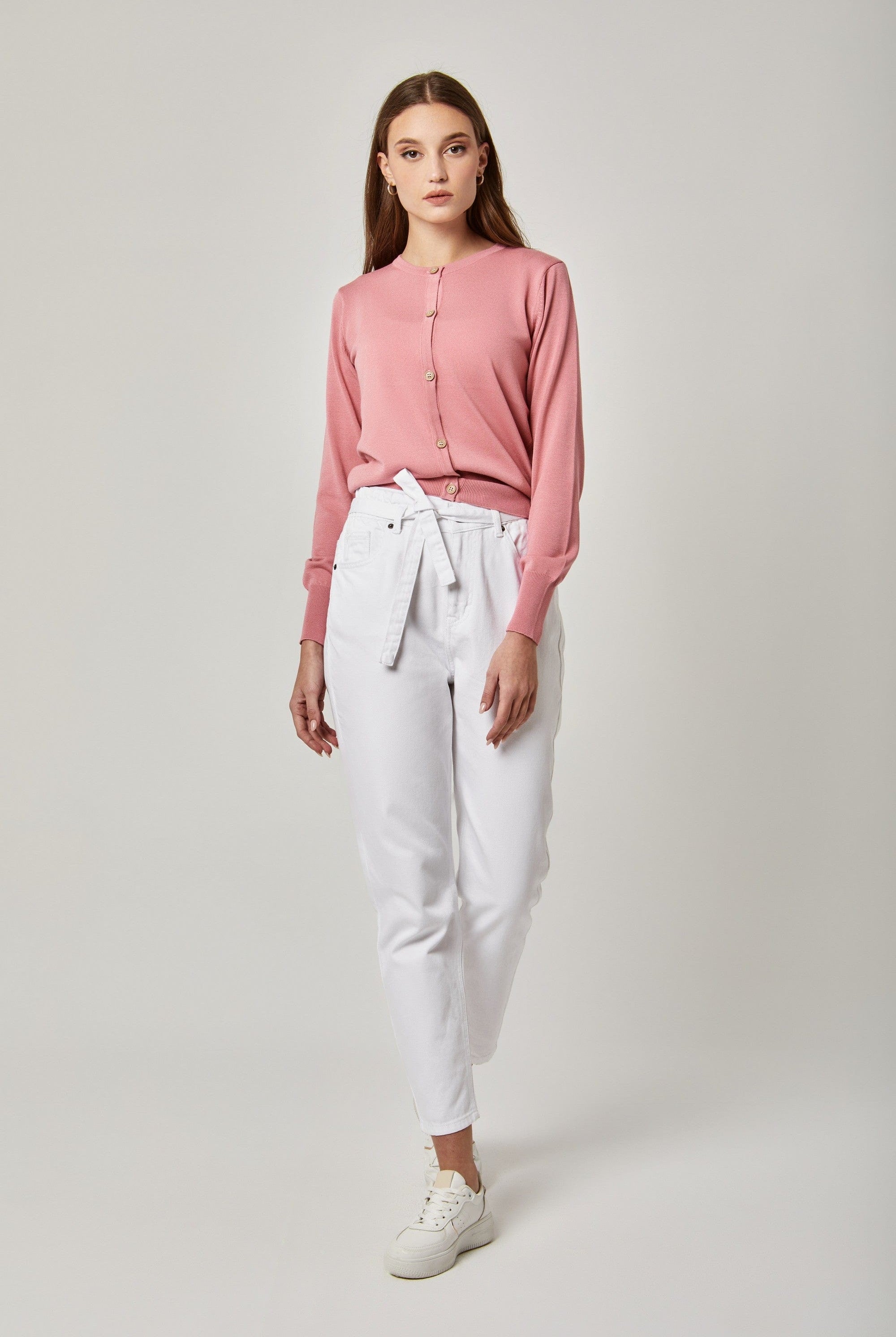 داليدرس كارديجان سادة بأزرار أمامية كم طويل نسائي