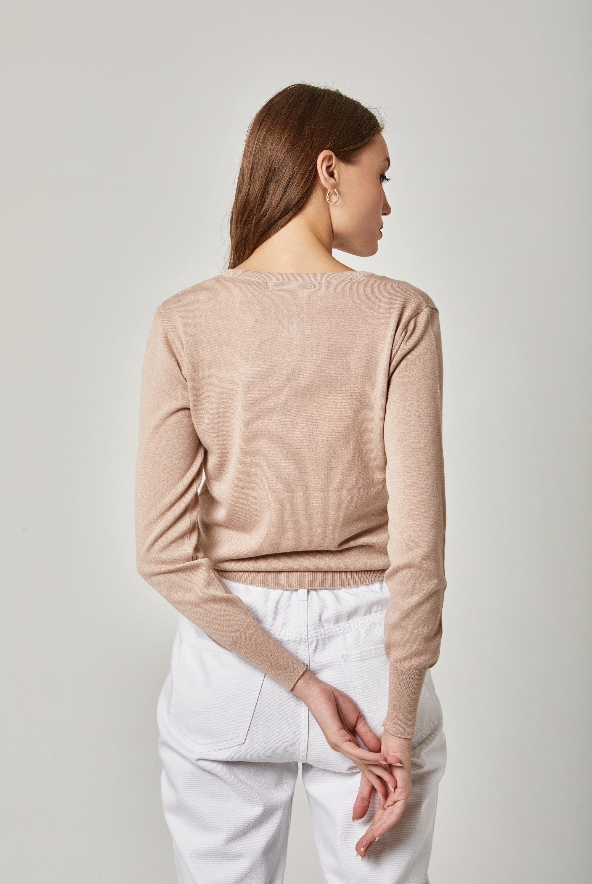 داليدرس كارديجان سادة بأزرار أمامية كم طويل نسائي