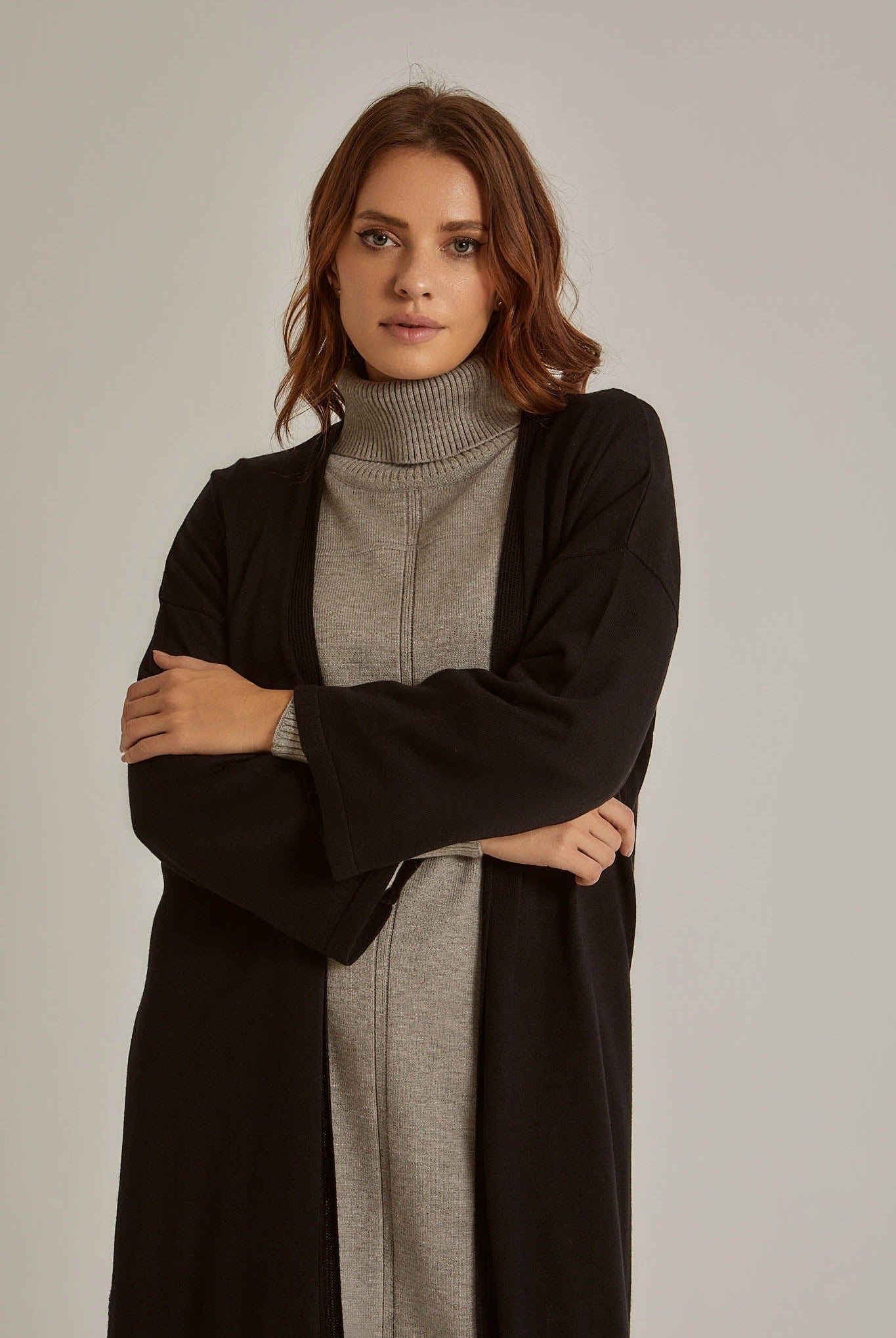 داليدرس كارديجان سادة طويل كم طويل مفتوح نسائي