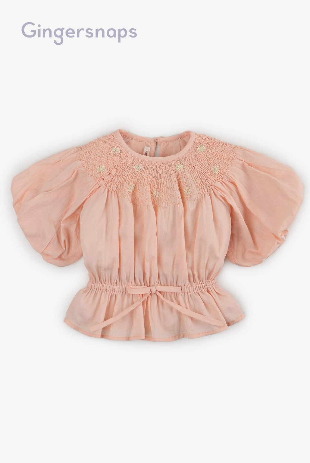 جينجرسنابس بلوزة مخصرة برباط بفيونكة كم قصير بف بناتي أحمر بنفسجي