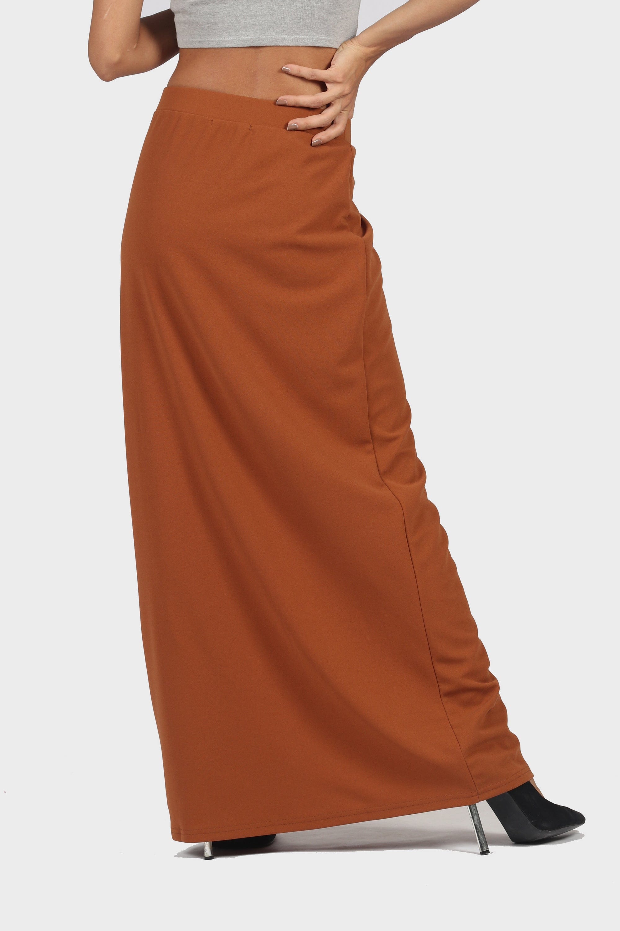 كيتشن تنورة سكيني طويلة سادة هاي ويست نسائية