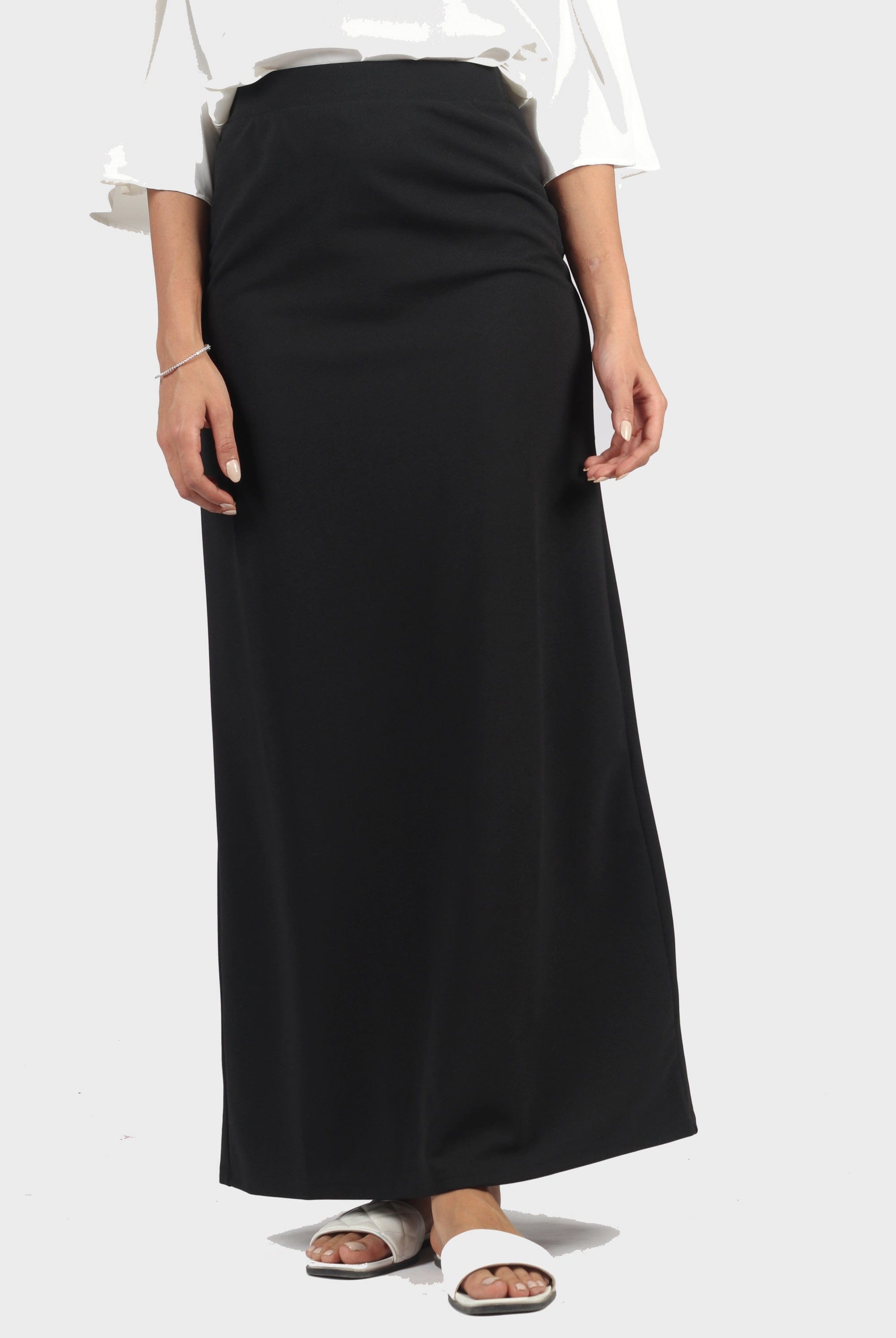 كيتشن تنورة طويلة سادة كلاسيكية نسائية أسود