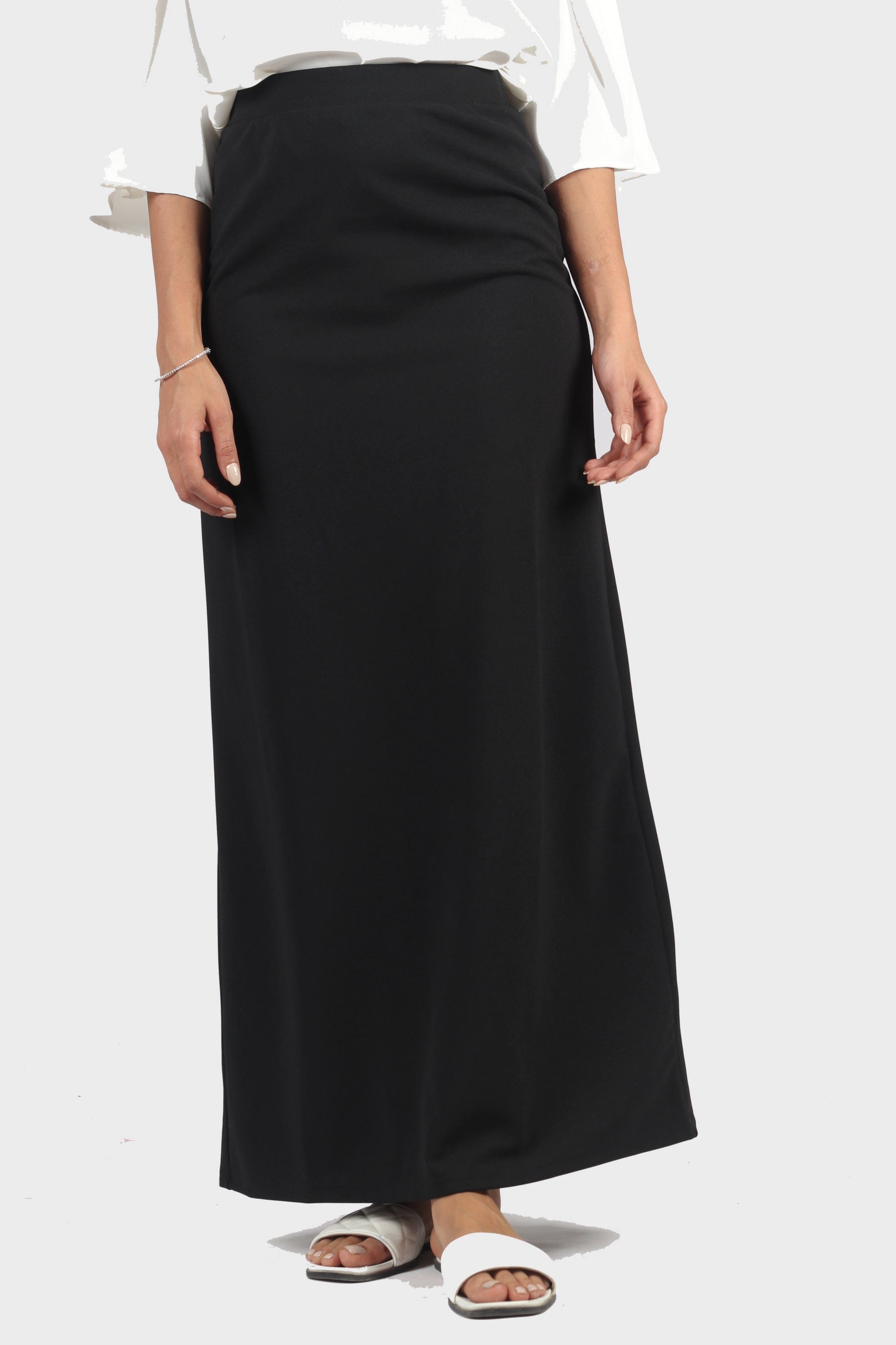 كيتشن تنورة طويلة سادة كلاسيكية نسائية أسود