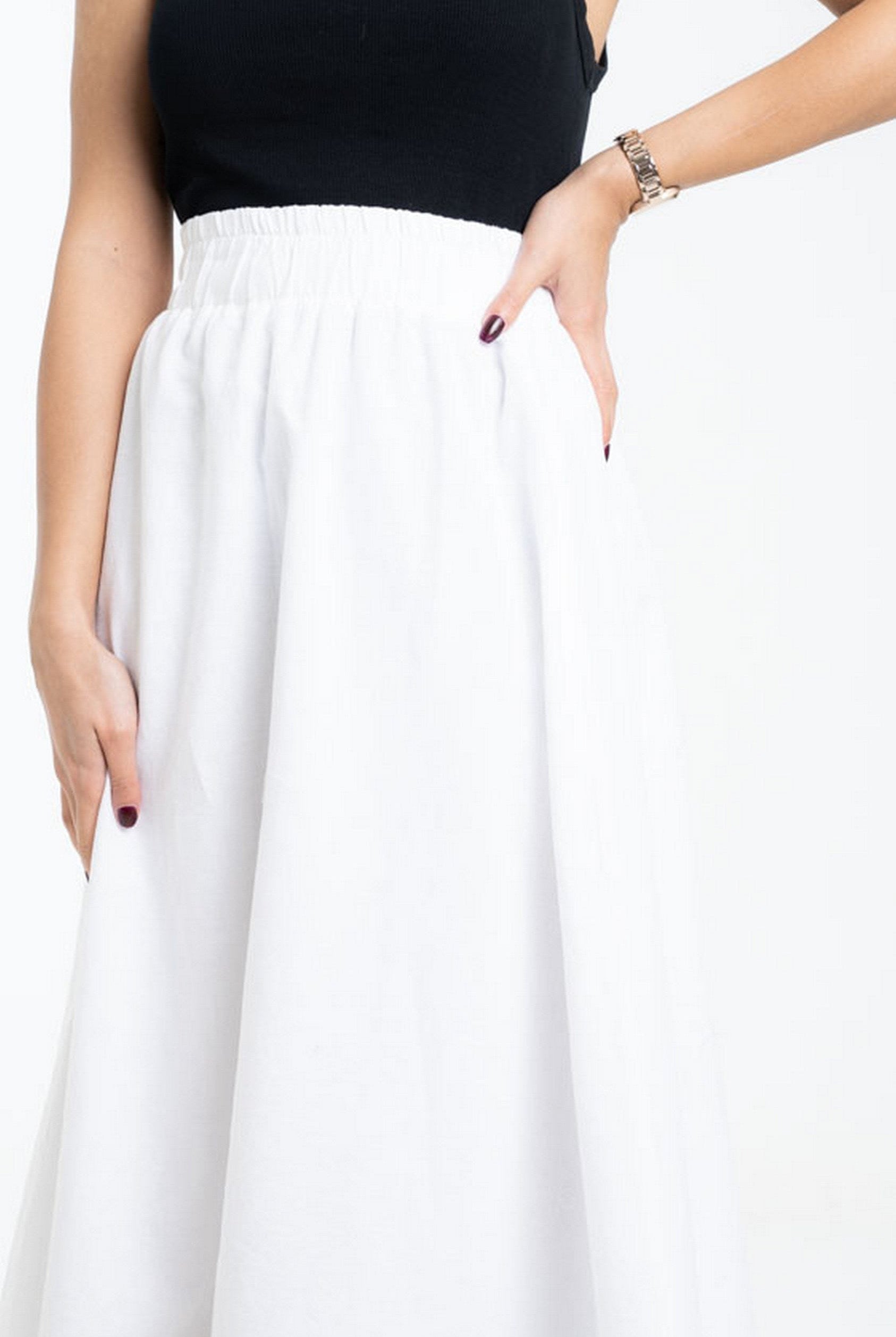 داليدرس تنورة طويلة سادة واسعة مع خط من أسفل نسائي