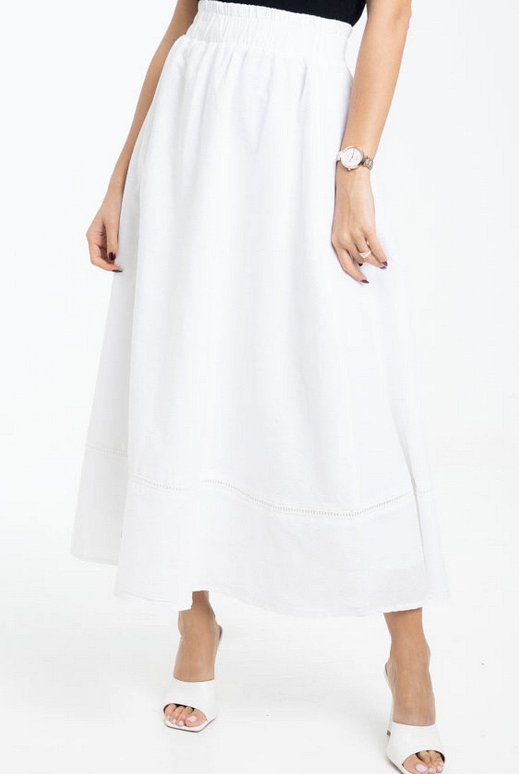 داليدرس تنورة طويلة سادة واسعة مع خط من أسفل نسائي