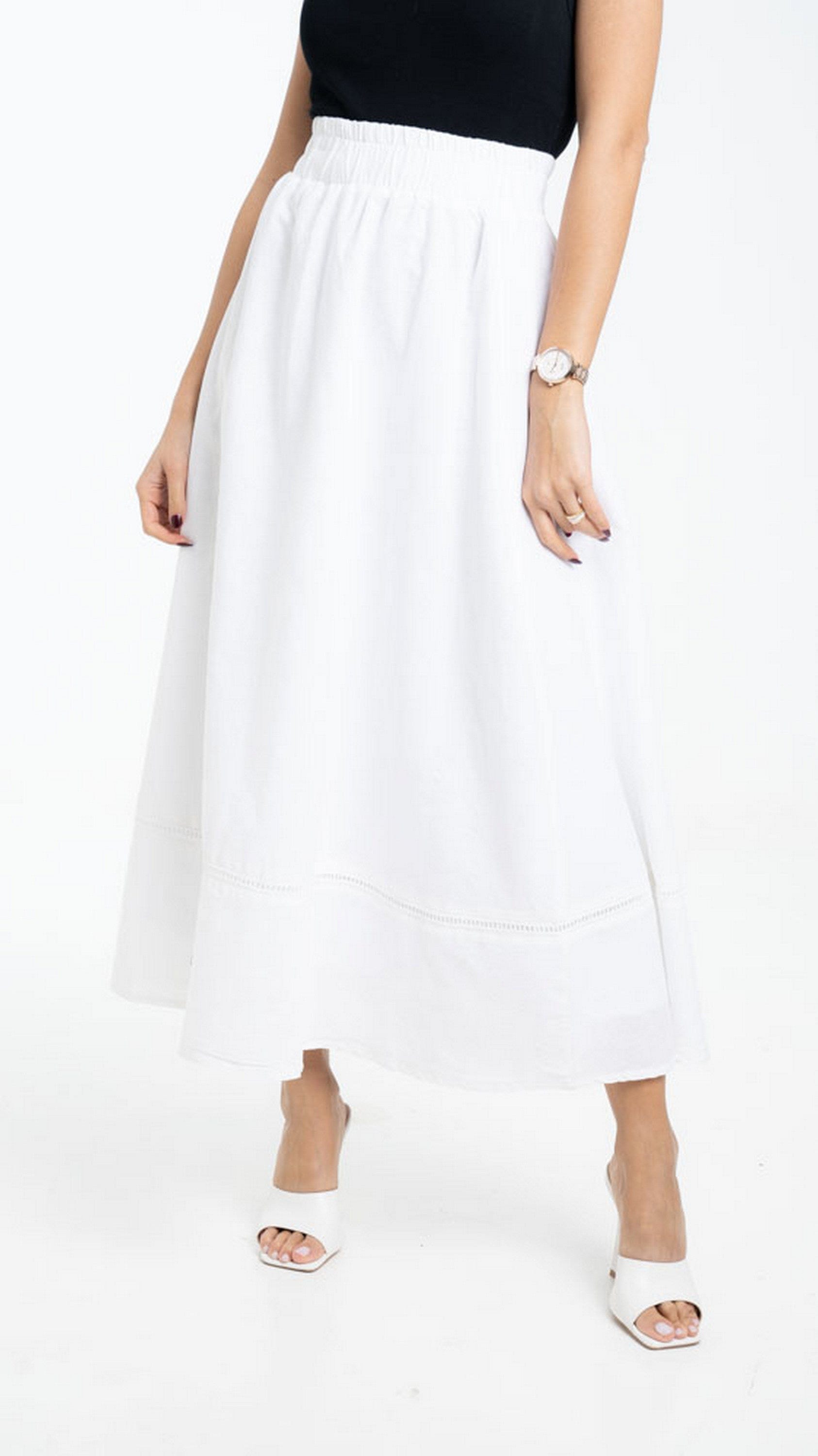 داليدرس تنورة طويلة سادة واسعة مع خط من أسفل نسائي